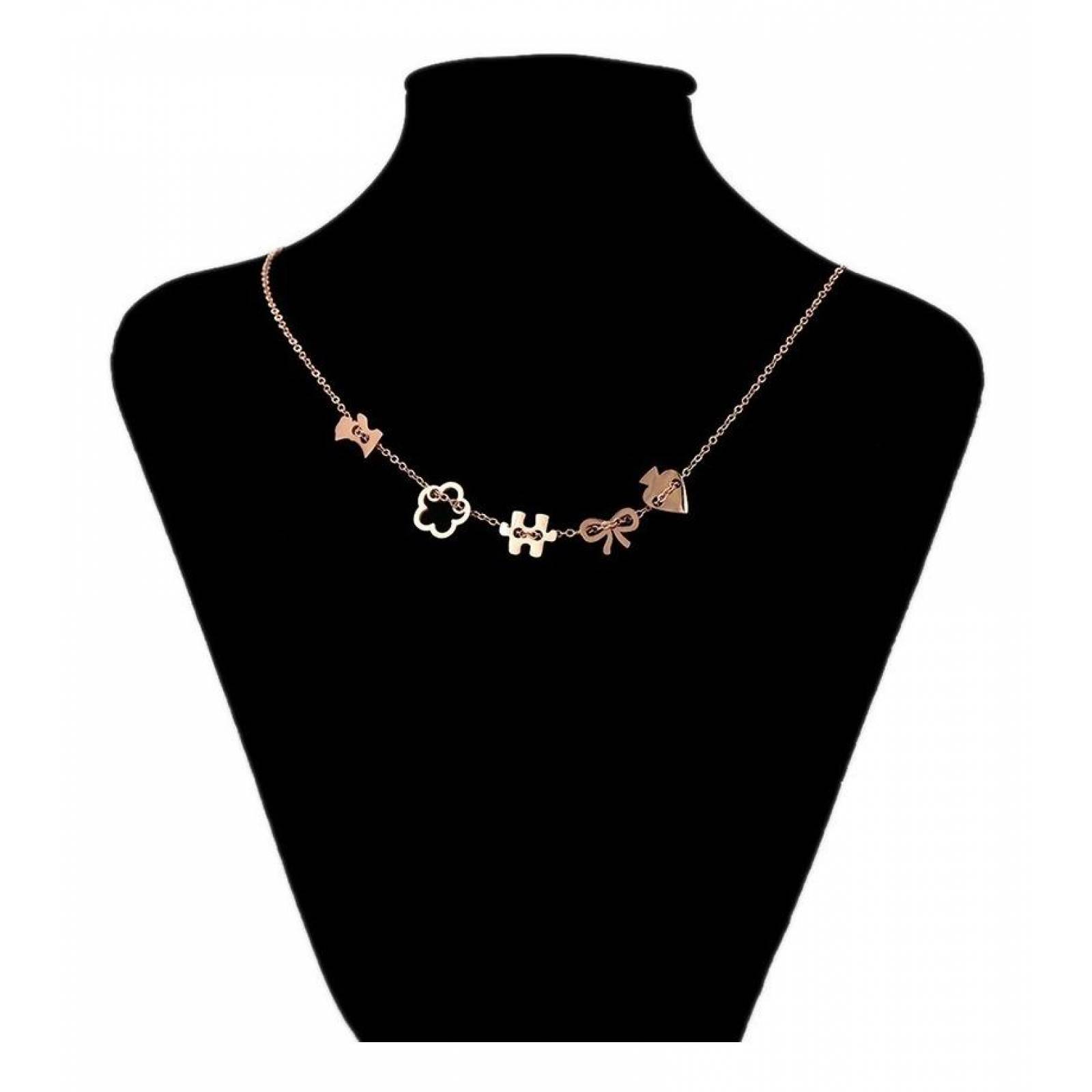 CRISTAL AMOR - Collar Dijes Osito Oro 18k Laminado Para Regalo Rosa