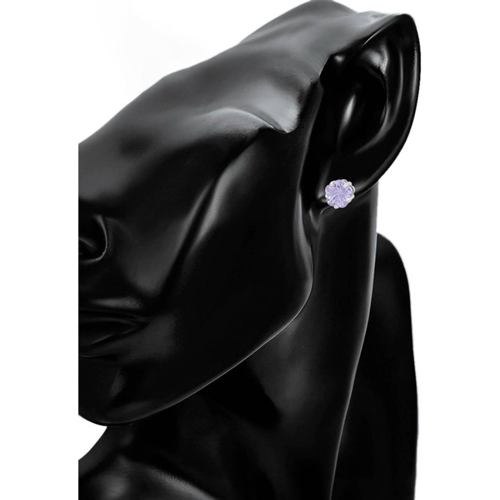 CRISTAL AMOR - Aretes Broquel Flor Cristal Aesthetic Oro 14k Laminado Lila