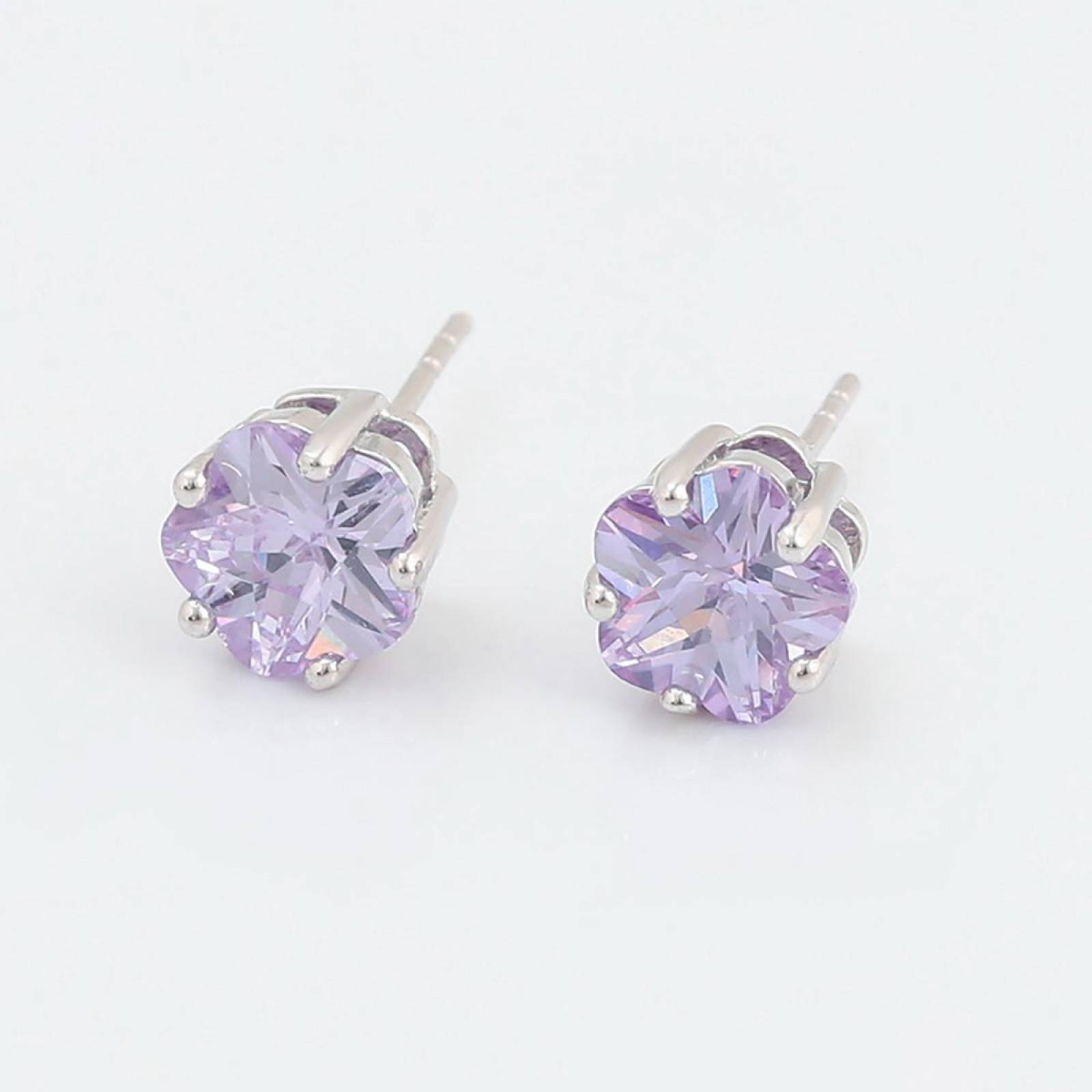 CRISTAL AMOR - Aretes Broquel Flor Cristal Aesthetic Oro 14k Laminado Lila