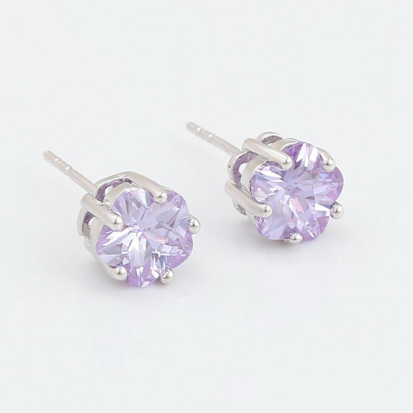 CRISTAL AMOR - Aretes Broquel Flor Cristal Aesthetic Oro 14k Laminado Lila