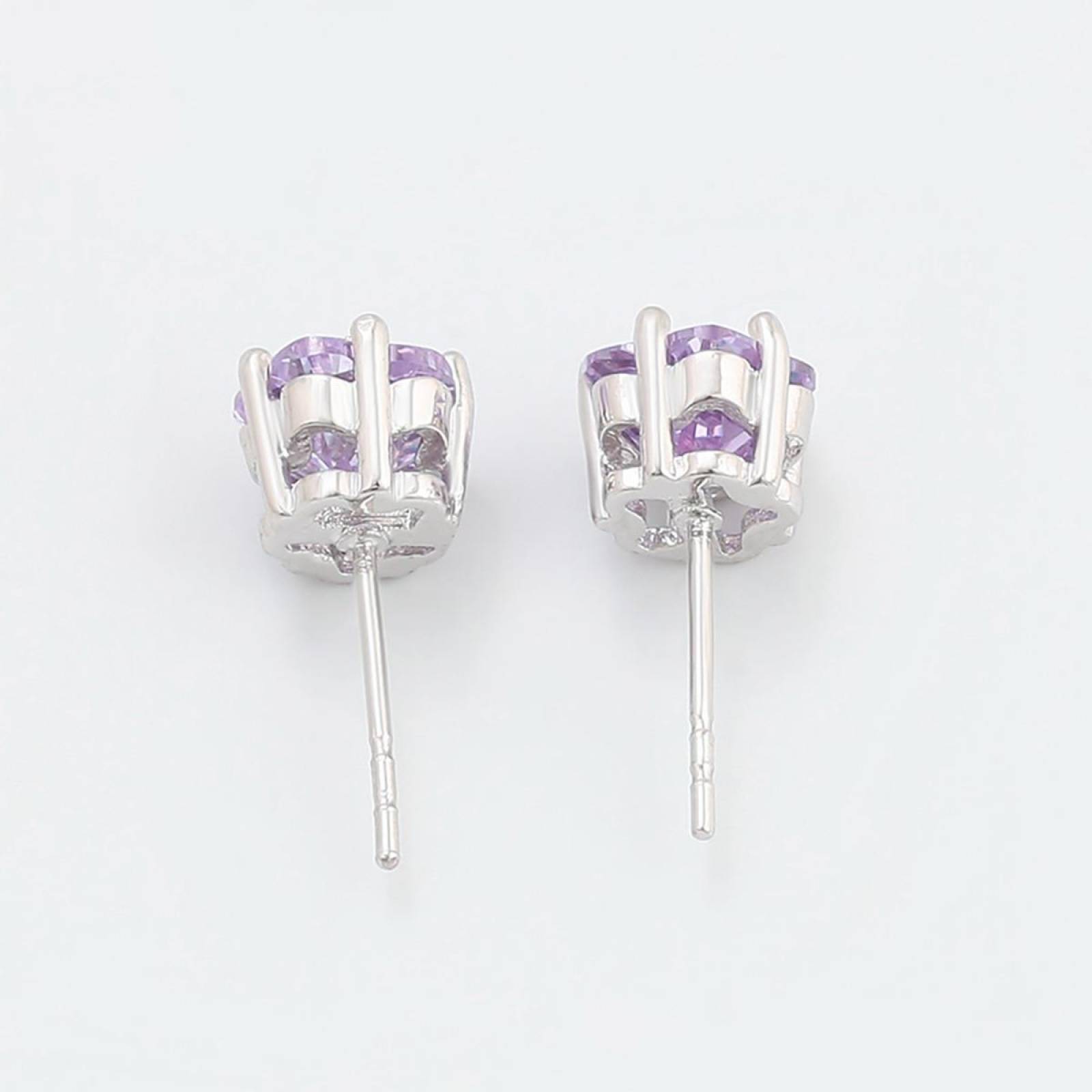 CRISTAL AMOR - Aretes Broquel Flor Cristal Aesthetic Oro 14k Laminado Lila