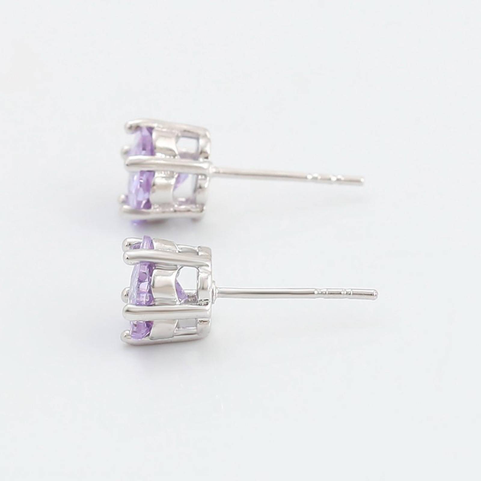 CRISTAL AMOR - Aretes Broquel Flor Cristal Aesthetic Oro 14k Laminado Lila