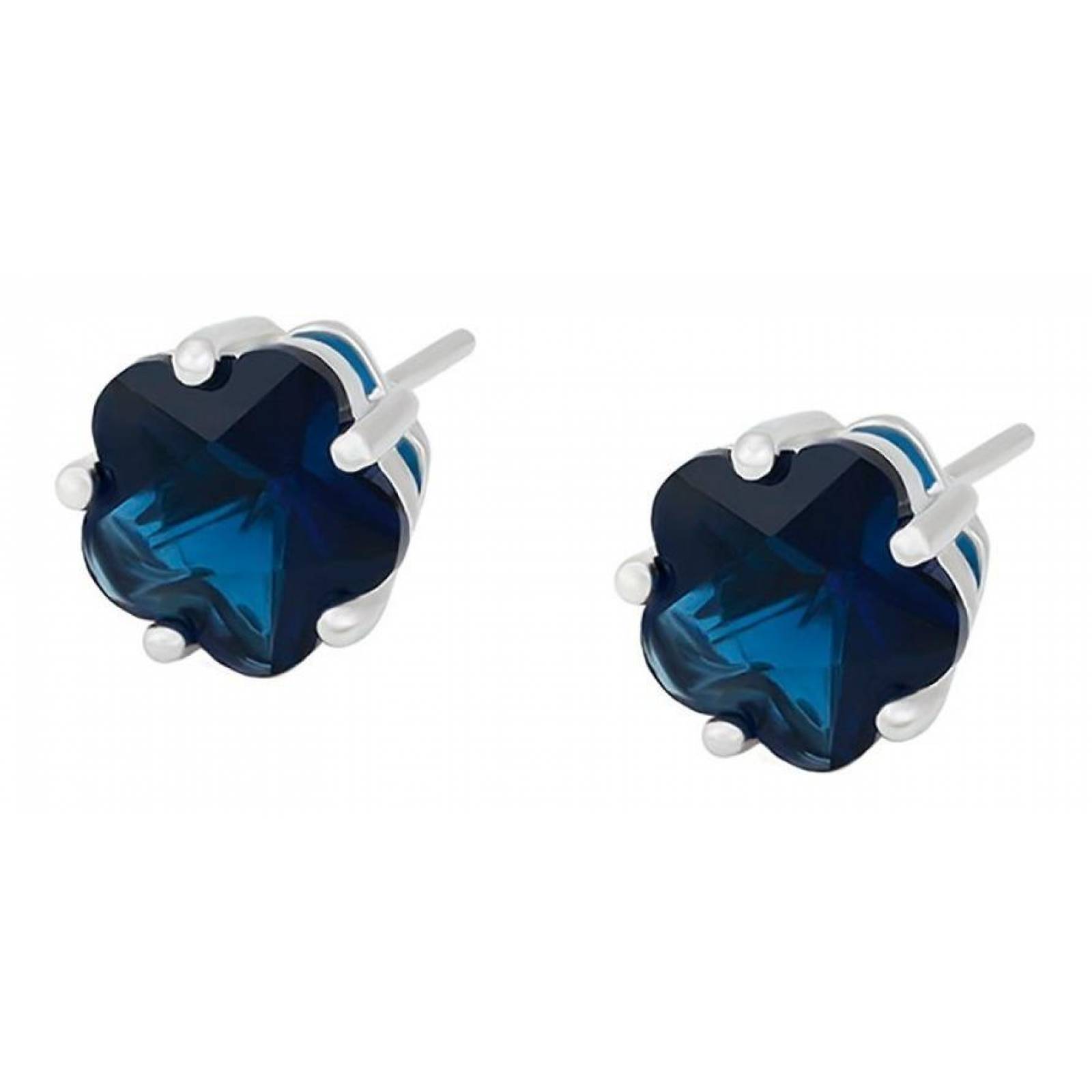 CRISTAL AMOR - Aretes Broquel Flor Cristal Aesthetic Oro 14k Laminado Zafiro