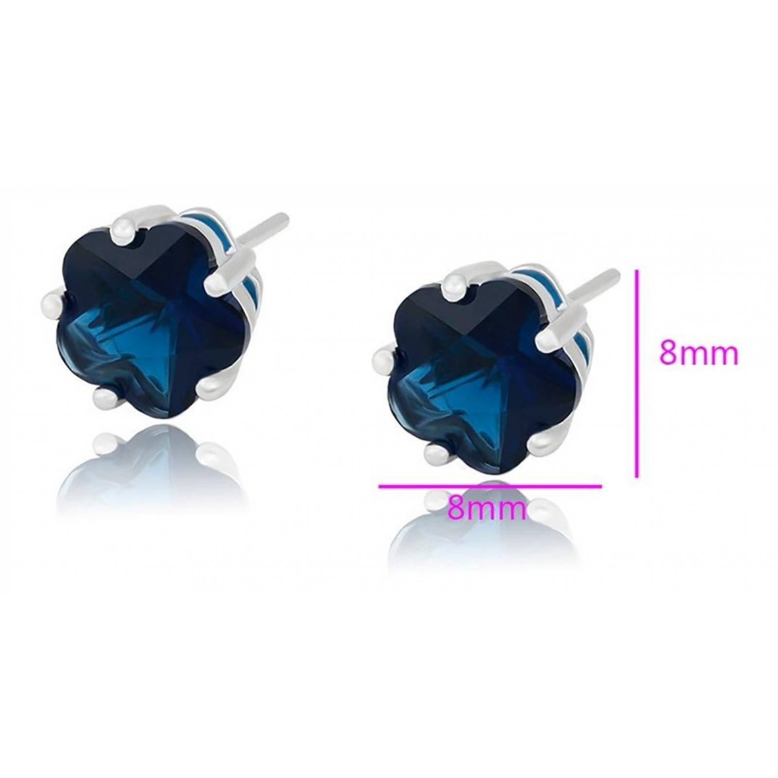 CRISTAL AMOR - Aretes Broquel Flor Cristal Aesthetic Oro 14k Laminado Zafiro