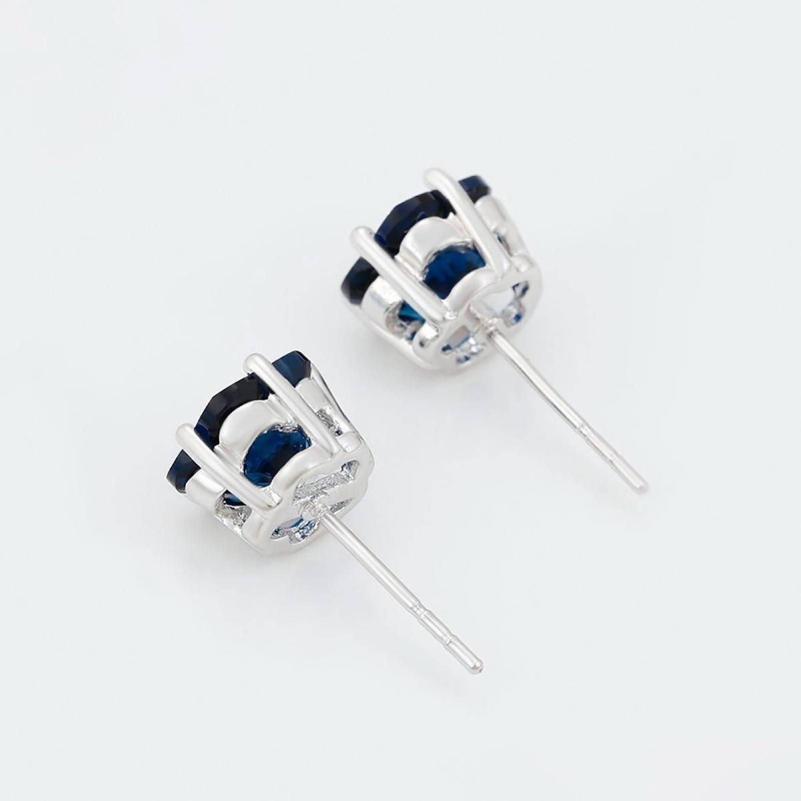 CRISTAL AMOR - Aretes Broquel Flor Cristal Aesthetic Oro 14k Laminado Zafiro