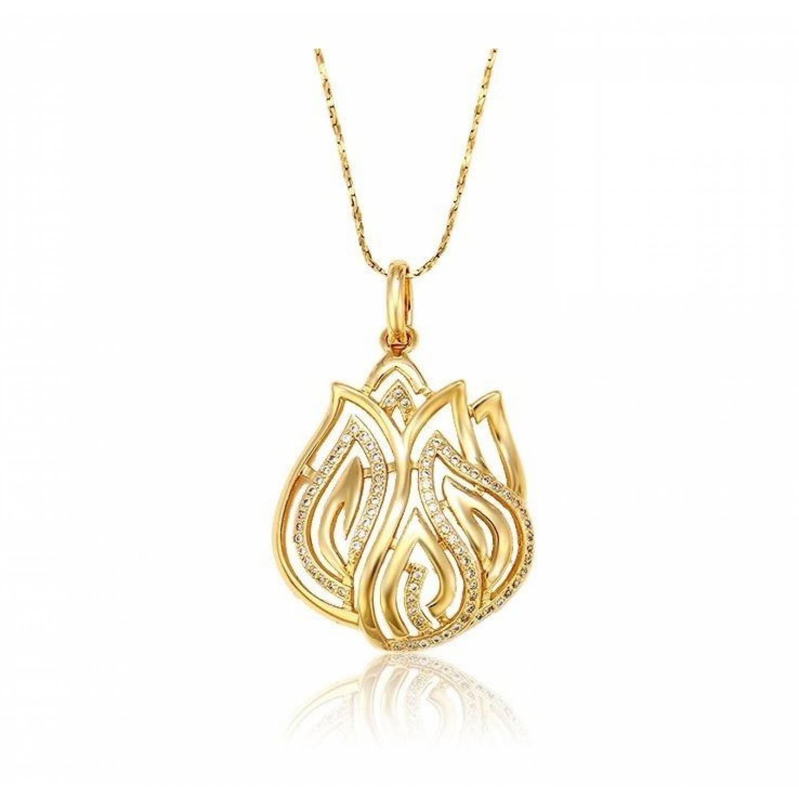 CRISTAL AMOR - Collar Tulipan Con Brillantes Cristal Oro 18k Laminado 