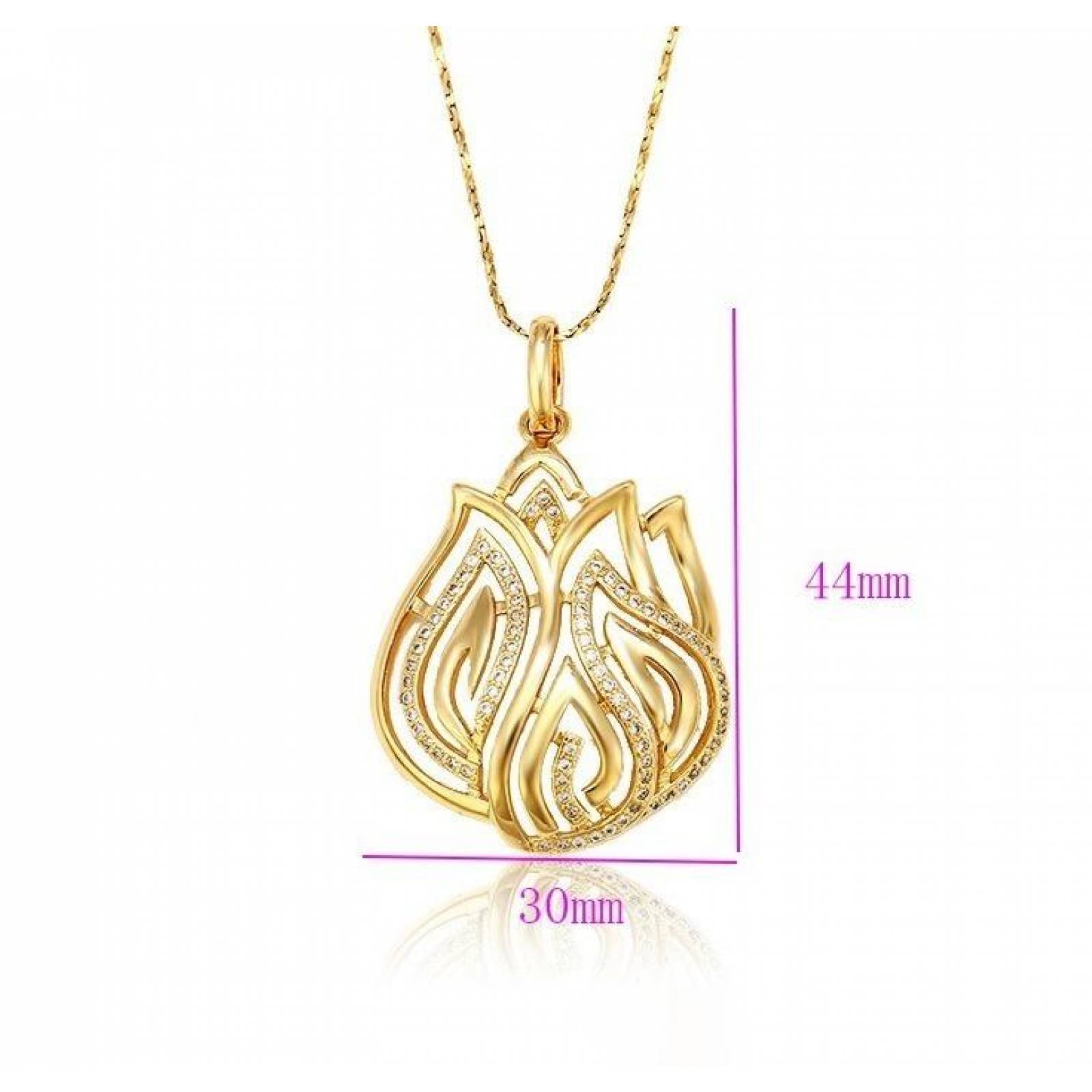 CRISTAL AMOR - Collar Tulipan Con Brillantes Cristal Oro 18k Laminado 