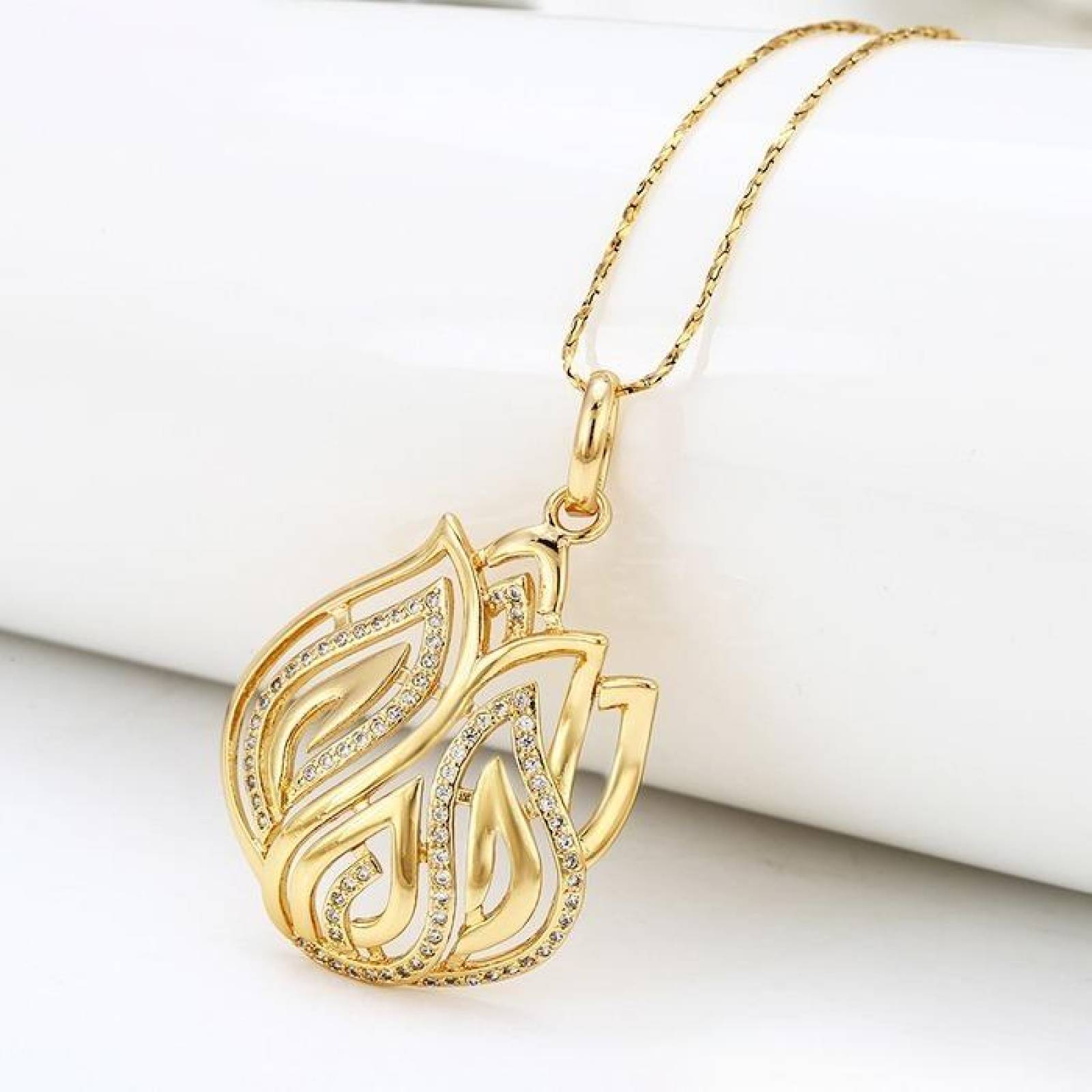 CRISTAL AMOR - Collar Tulipan Con Brillantes Cristal Oro 18k Laminado 