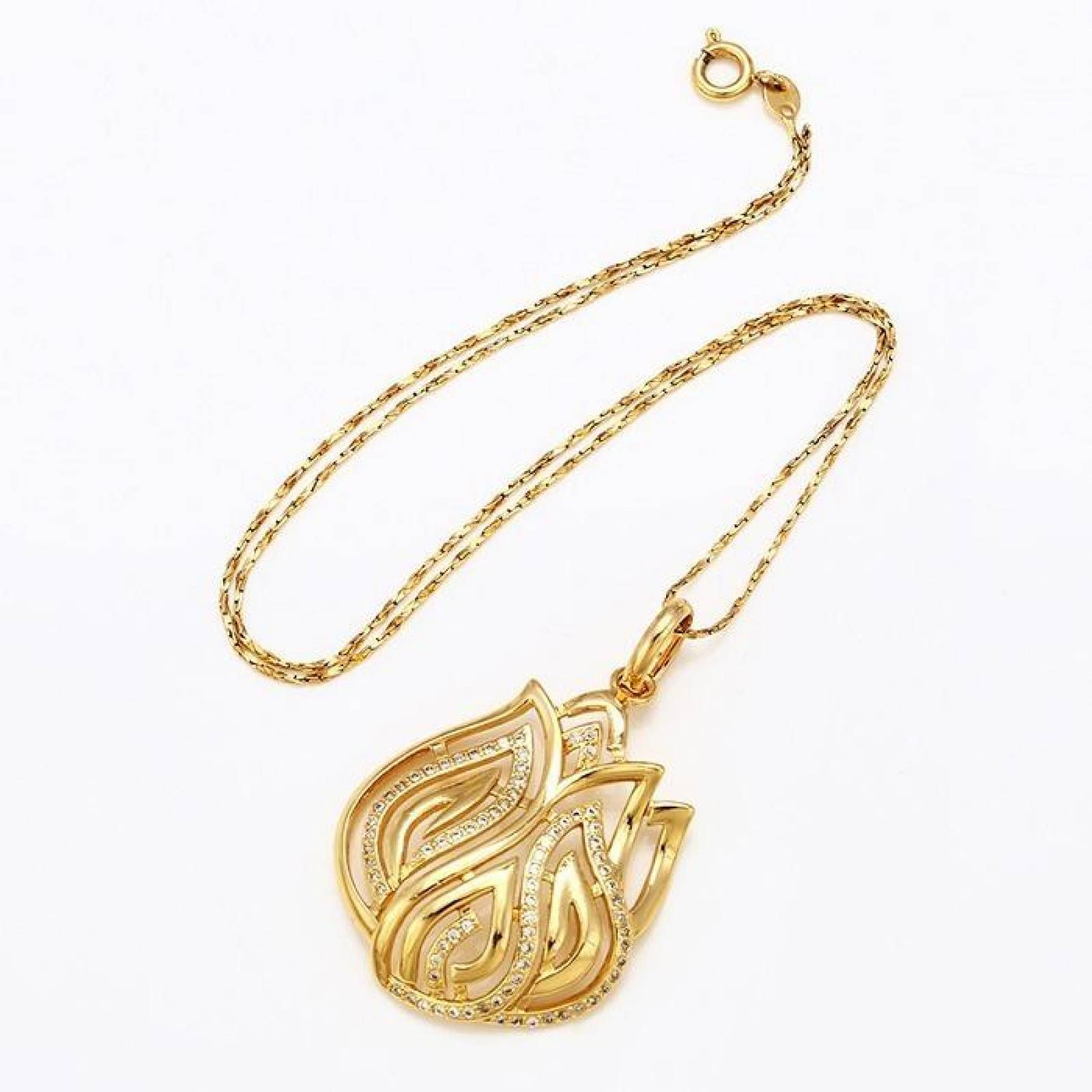 CRISTAL AMOR - Collar Tulipan Con Brillantes Cristal Oro 18k Laminado 