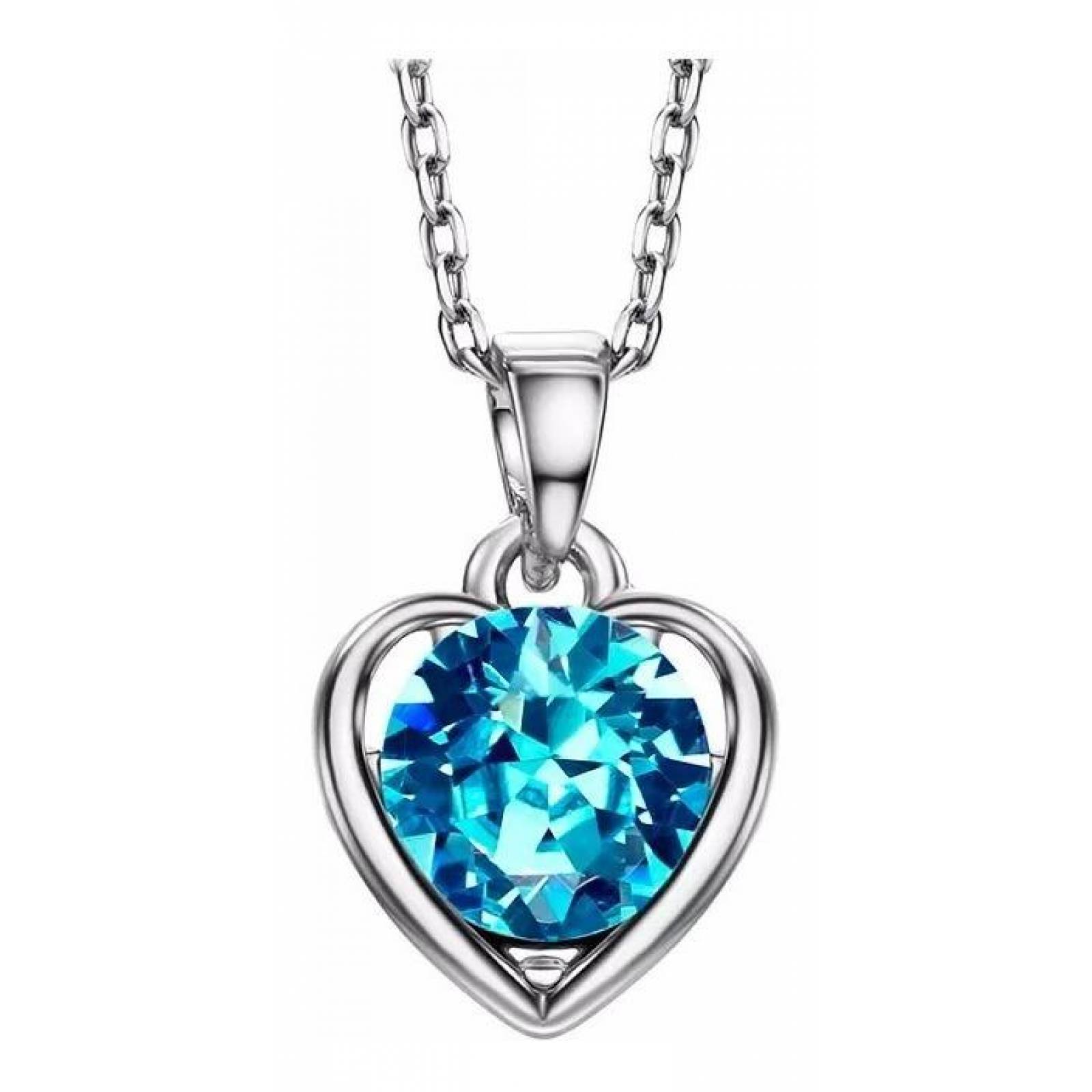 CRISTAL AMOR - Collar Corazón Cristal Oro Blanco 14k Laminado