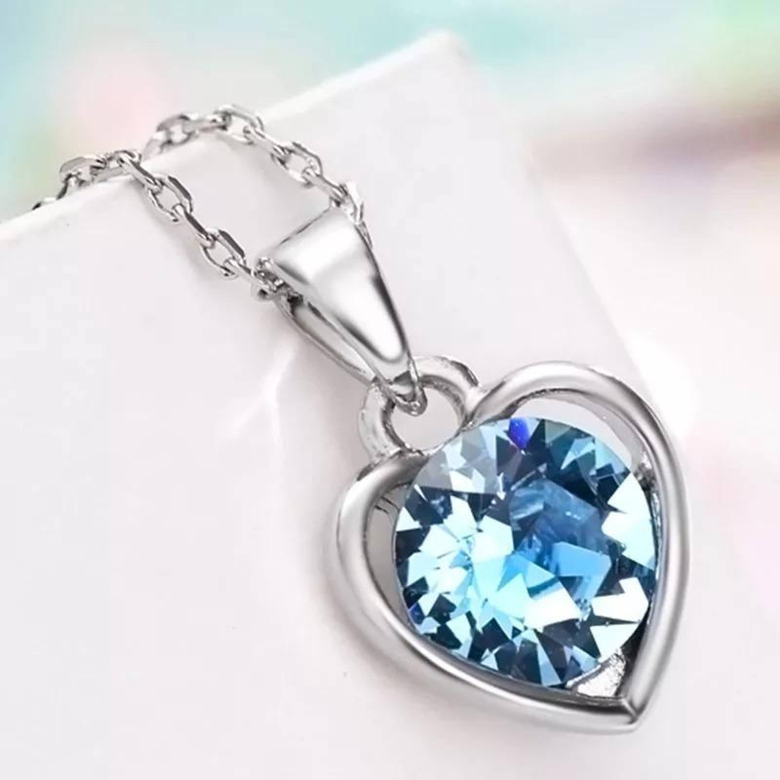 CRISTAL AMOR - Collar Corazón Cristal Oro Blanco 14k Laminado