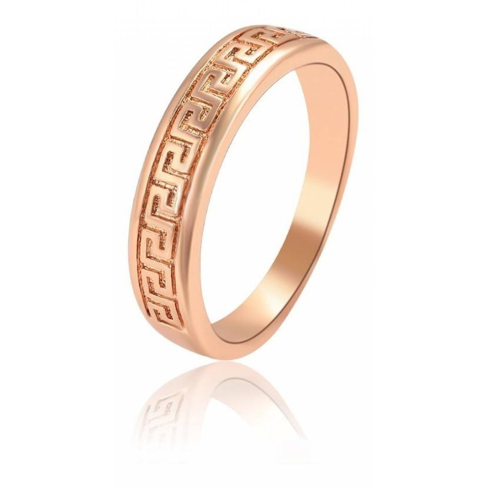 CRISTAL AMOR - Anillo Argolla Unisex Grecas Oro Rosa 14k Laminado 10