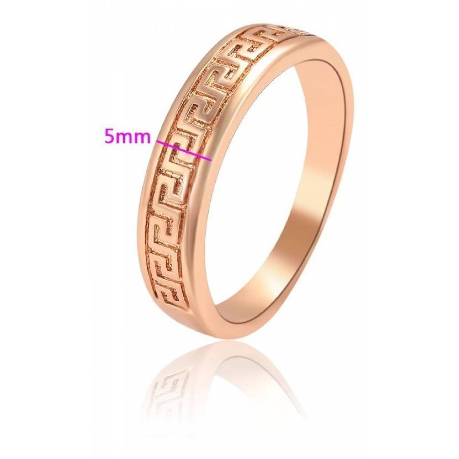 CRISTAL AMOR - Anillo Argolla Unisex Grecas Oro Rosa 14k Laminado 10
