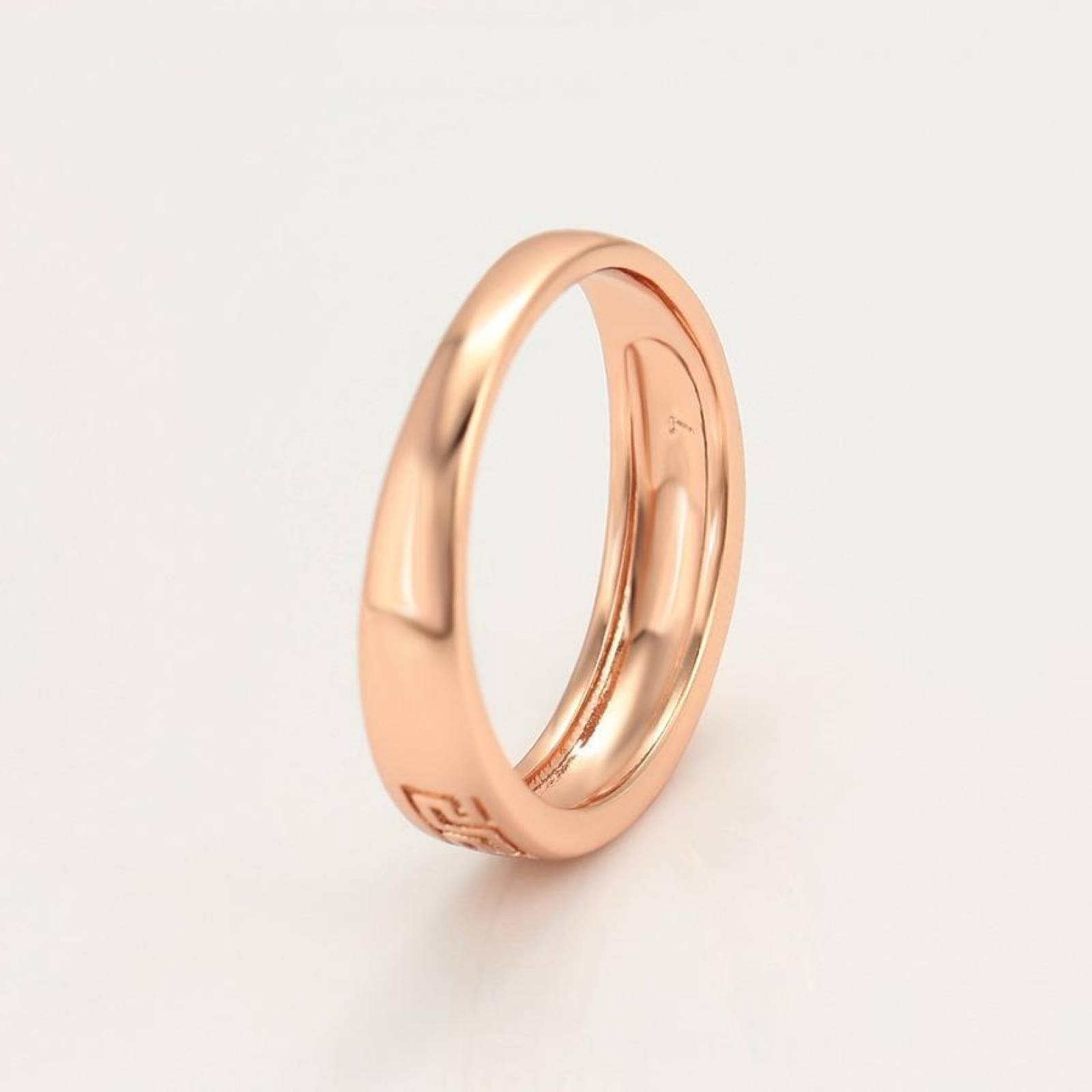 CRISTAL AMOR - Anillo Argolla Unisex Grecas Oro Rosa 14k Laminado 10