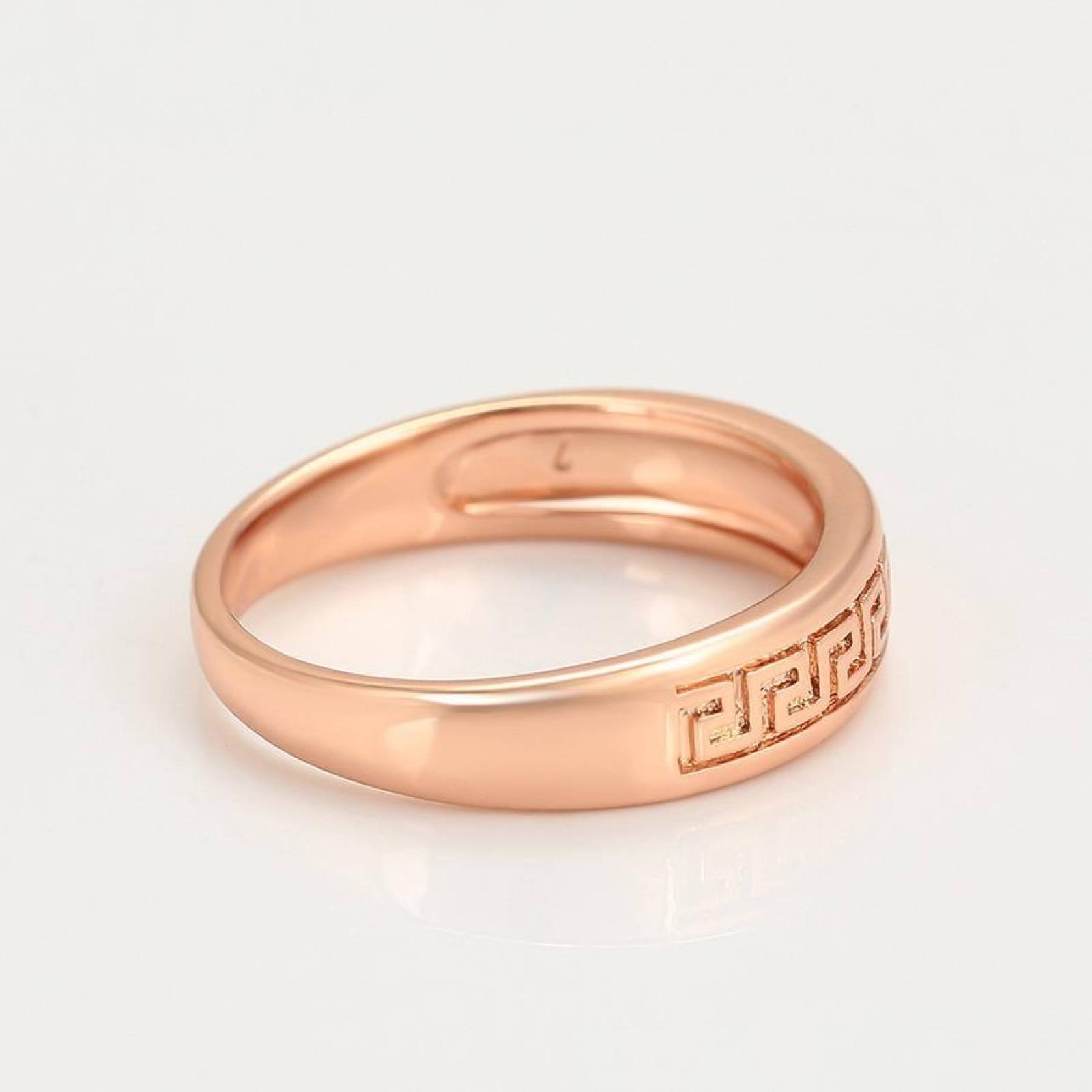 CRISTAL AMOR - Anillo Argolla Unisex Grecas Oro Rosa 14k Laminado 10