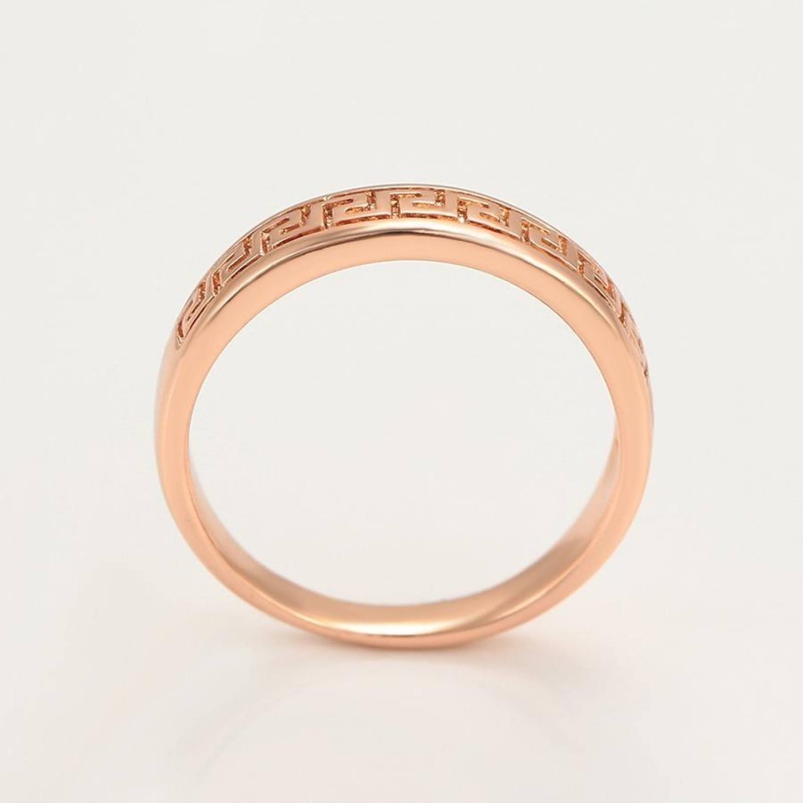 CRISTAL AMOR - Anillo Argolla Unisex Grecas Oro Rosa 14k Laminado 10
