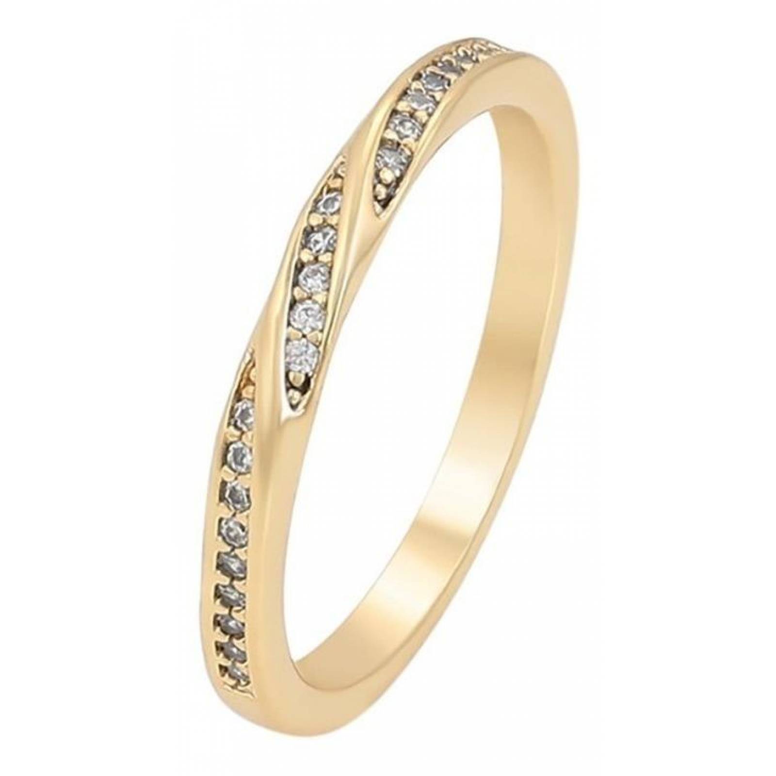 CRISTAL AMOR - Anillo Churumbela Trenzado Cristal Oro 14k Laminado Dorado 7