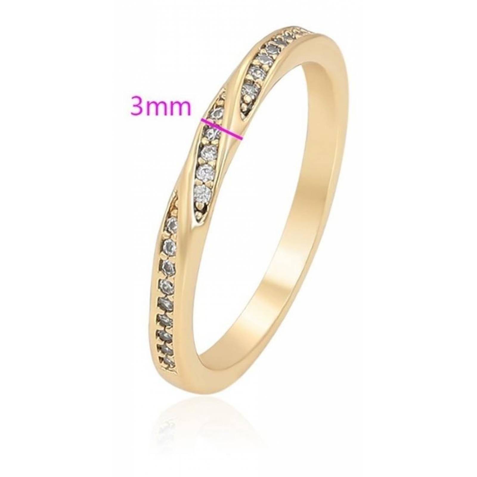 CRISTAL AMOR - Anillo Churumbela Trenzado Cristal Oro 14k Laminado Dorado 7