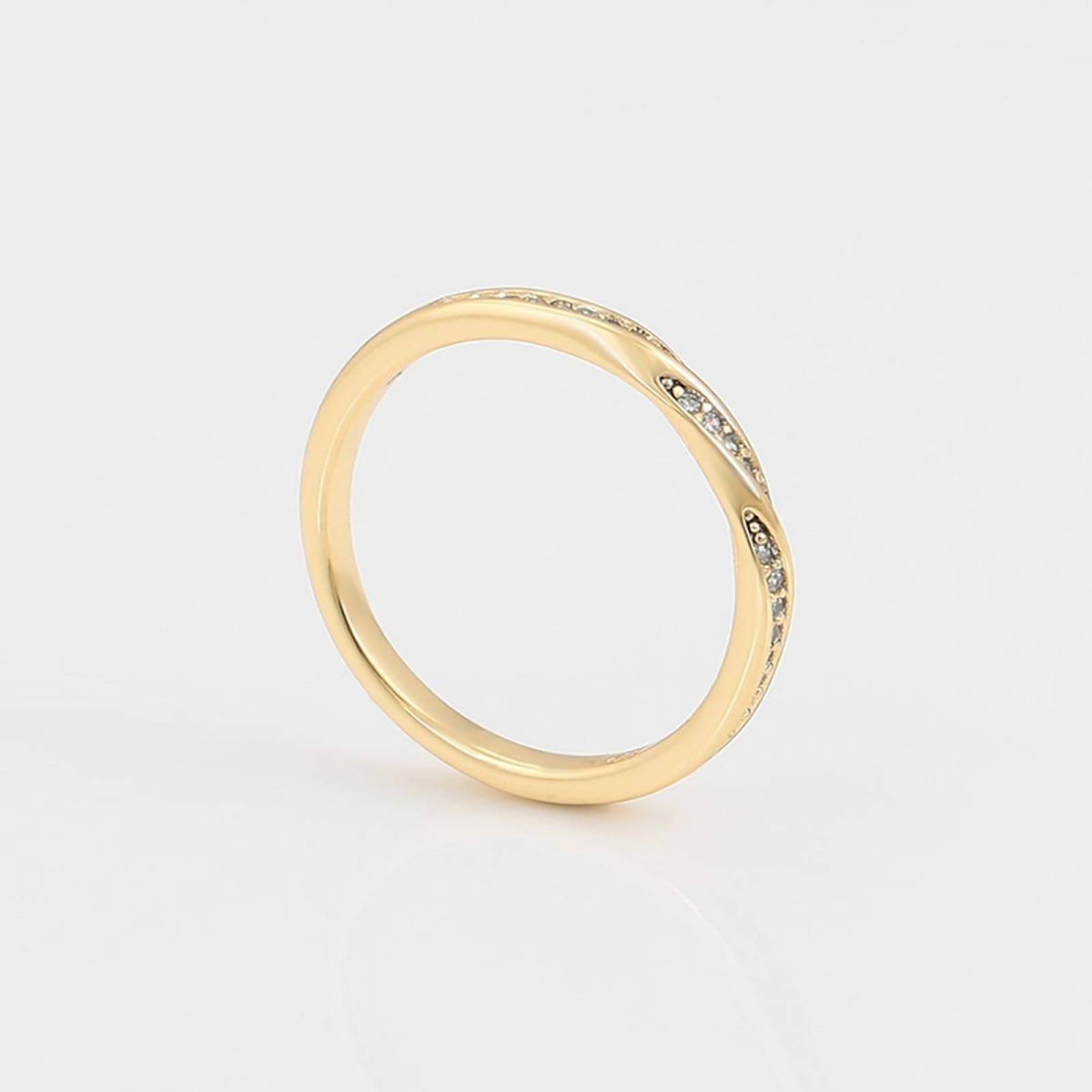 CRISTAL AMOR - Anillo Churumbela Trenzado Cristal Oro 14k Laminado Dorado 7