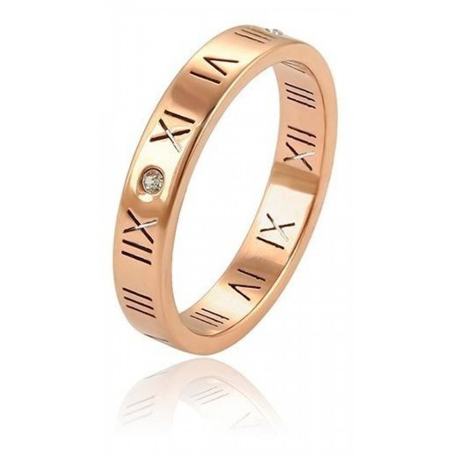 CRISTAL AMOR - Anillo Números Romanos Oro Rosa 14k Laminado 6