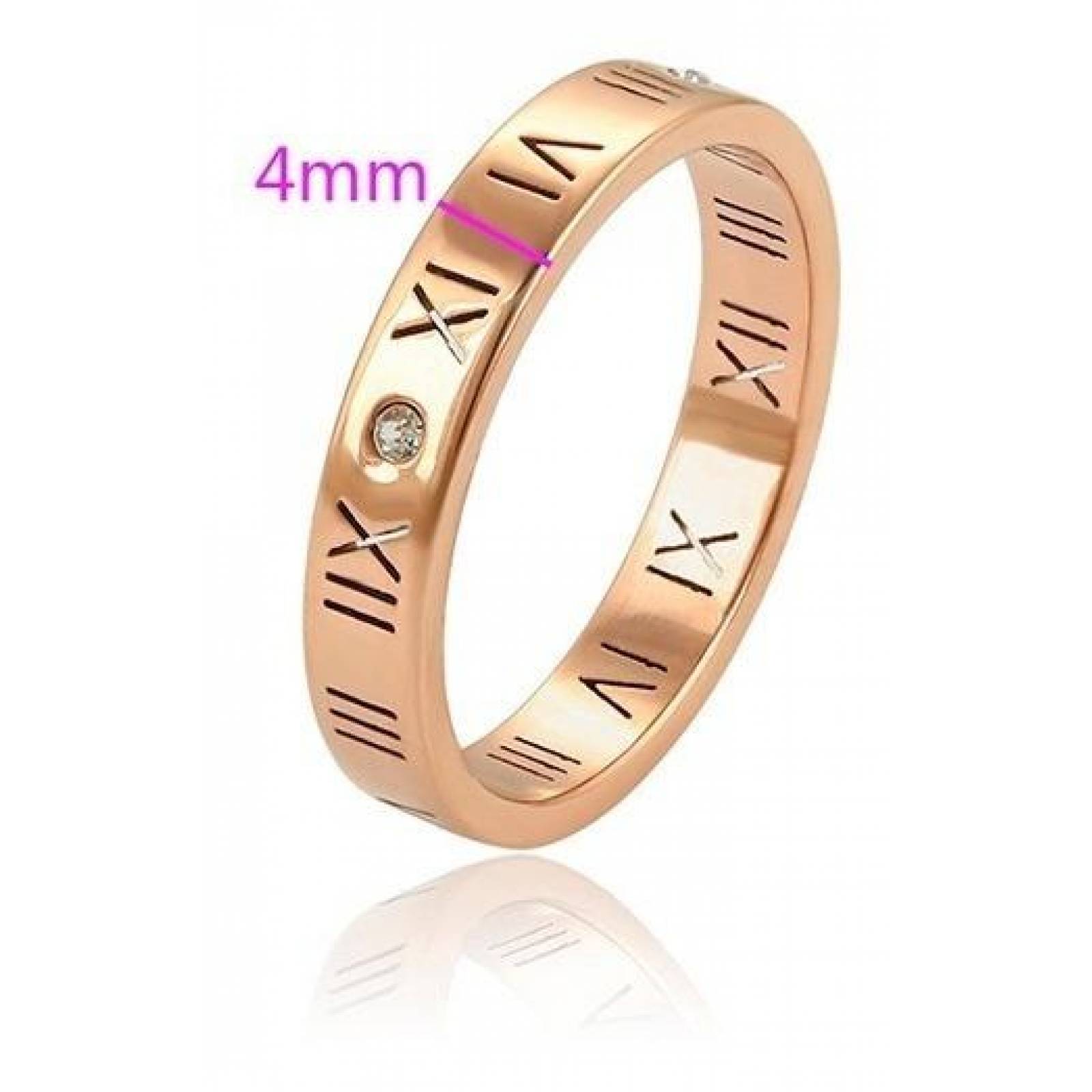 CRISTAL AMOR - Anillo Números Romanos Oro Rosa 14k Laminado 6
