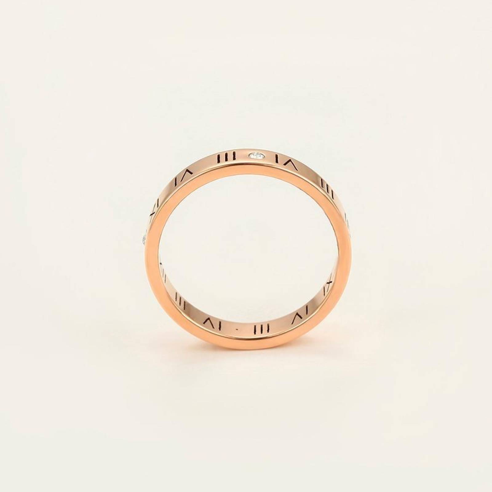 CRISTAL AMOR - Anillo Números Romanos Oro Rosa 14k Laminado 6