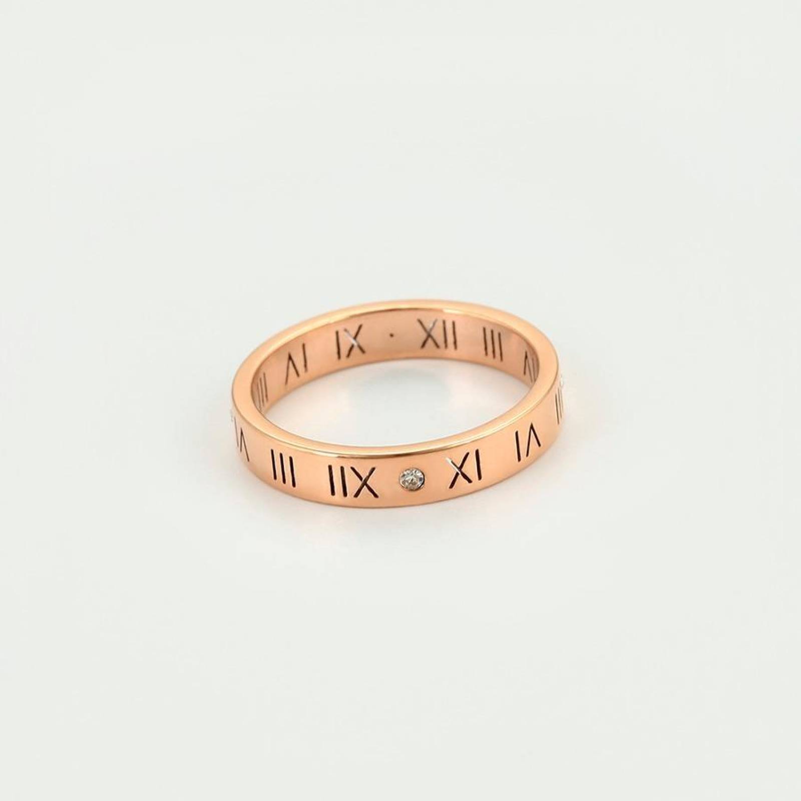 CRISTAL AMOR - Anillo Números Romanos Oro Rosa 14k Laminado 6