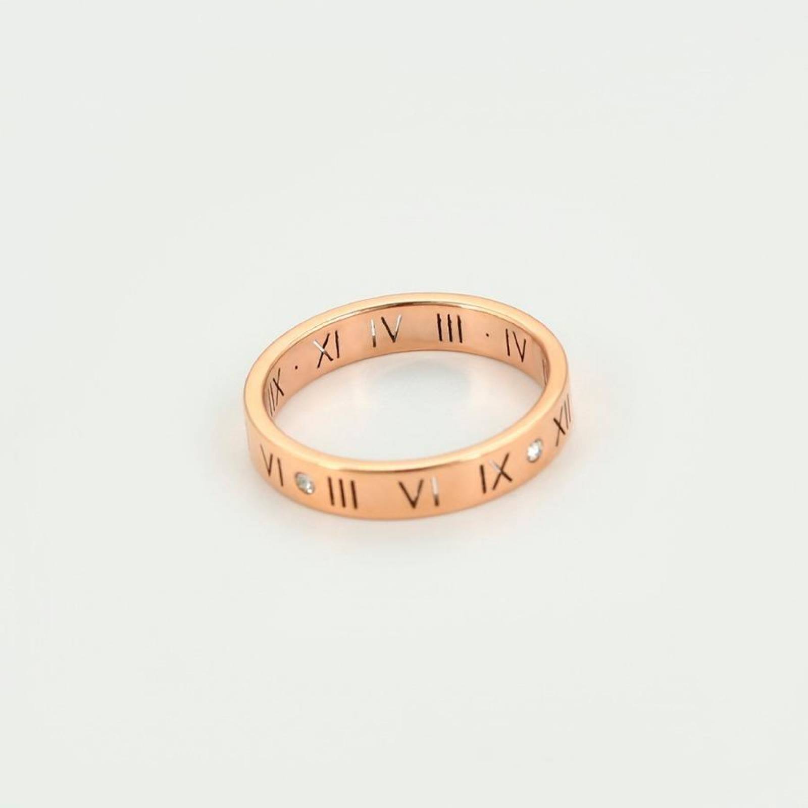 CRISTAL AMOR - Anillo Números Romanos Oro Rosa 14k Laminado 6
