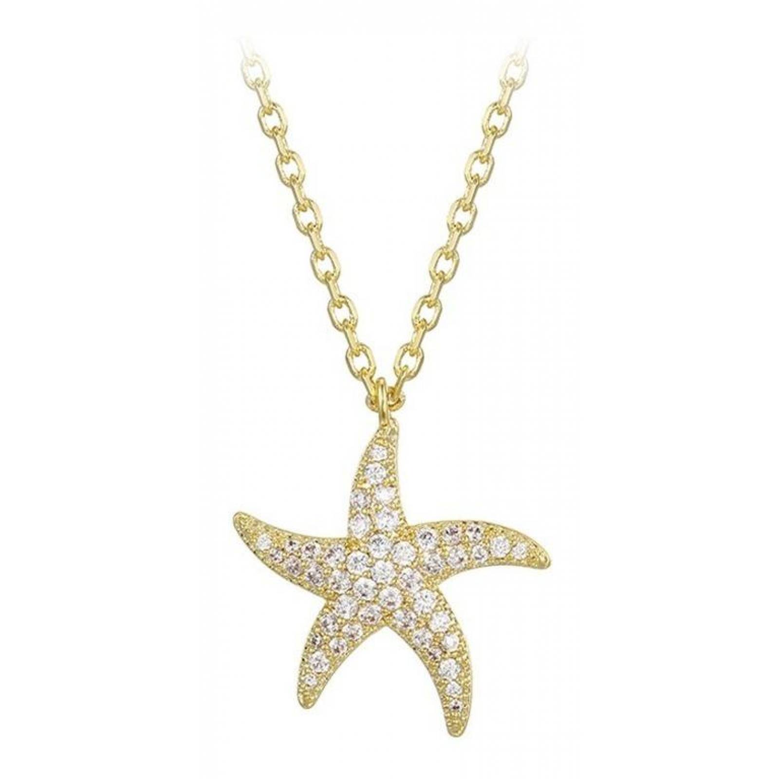 CRISTAL AMOR - Collar Estrella De Mar Cristales Oro 14k Laminado 