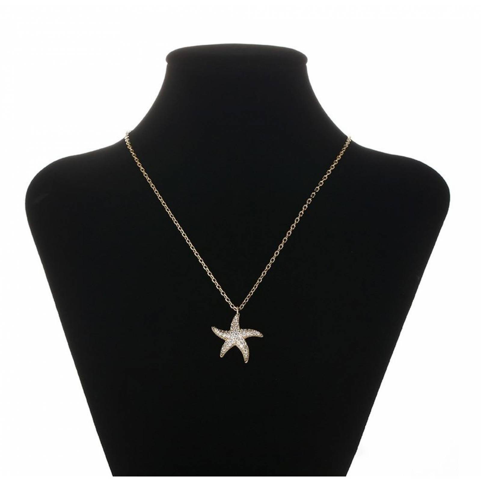 CRISTAL AMOR - Collar Estrella De Mar Cristales Oro 14k Laminado 