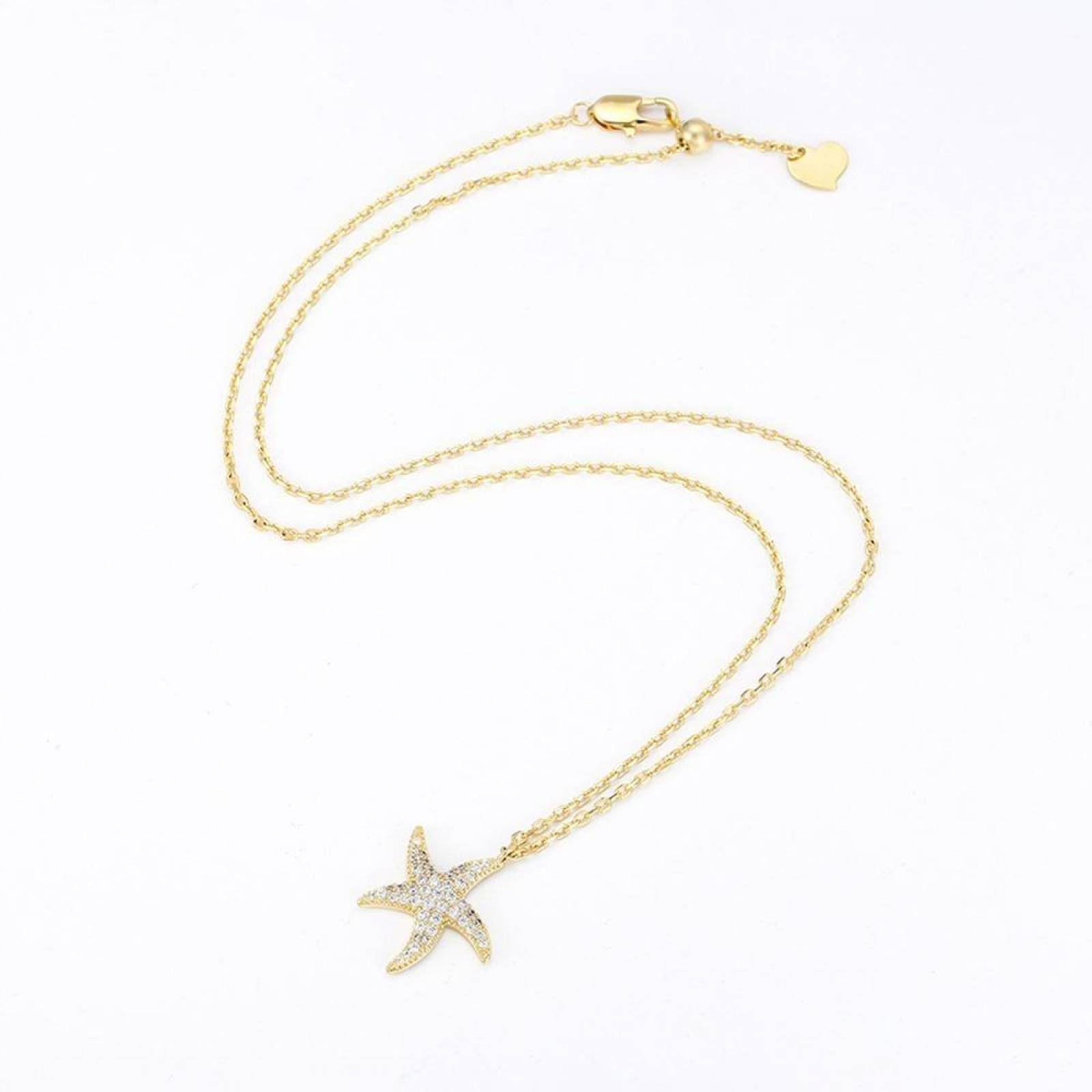 CRISTAL AMOR - Collar Estrella De Mar Cristales Oro 14k Laminado 