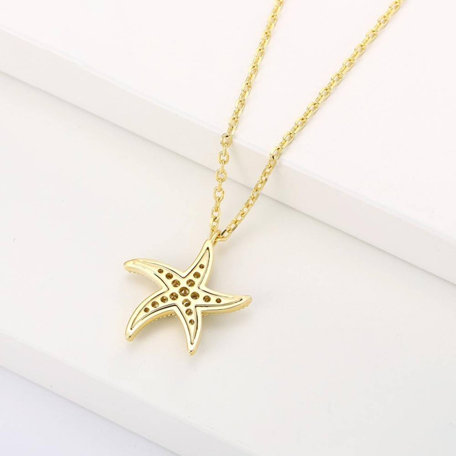 CRISTAL AMOR - Collar Estrella De Mar Cristales Oro 14k Laminado 
