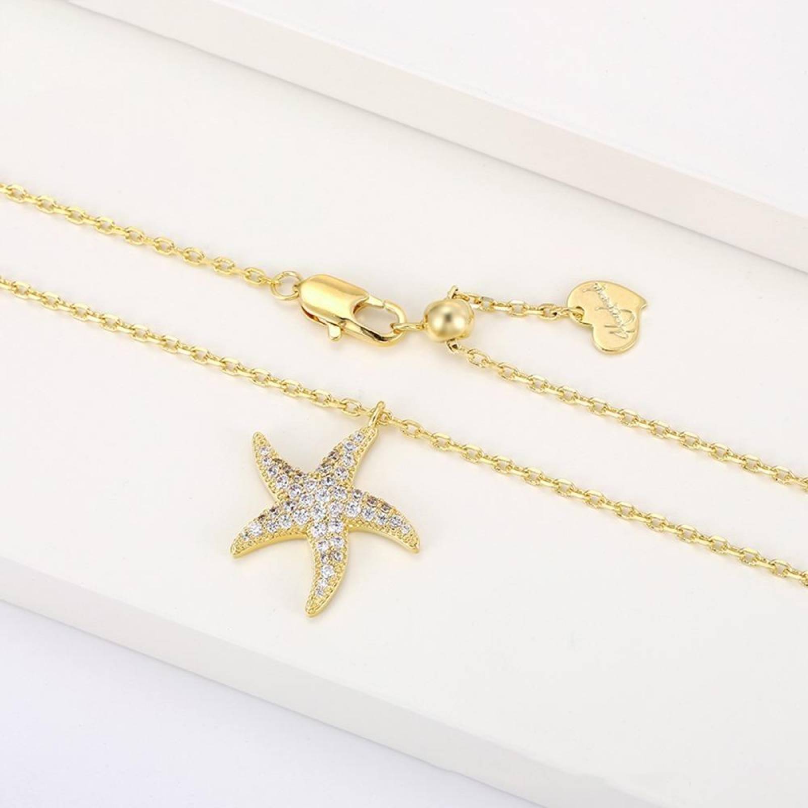 CRISTAL AMOR - Collar Estrella De Mar Cristales Oro 14k Laminado 