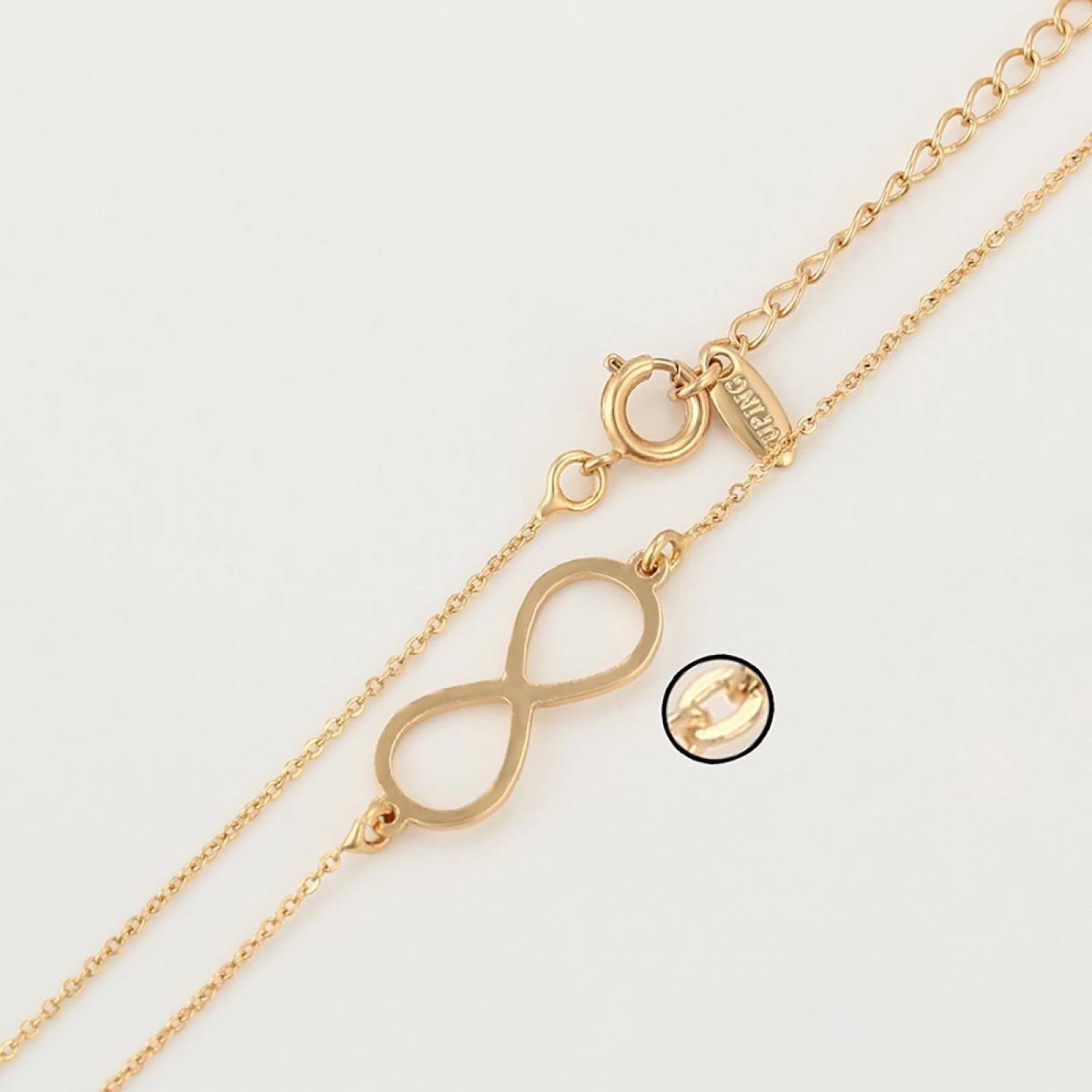 CRISTAL AMOR - Collar Dije Infinito Para Dama De Oro Laminado 14k 