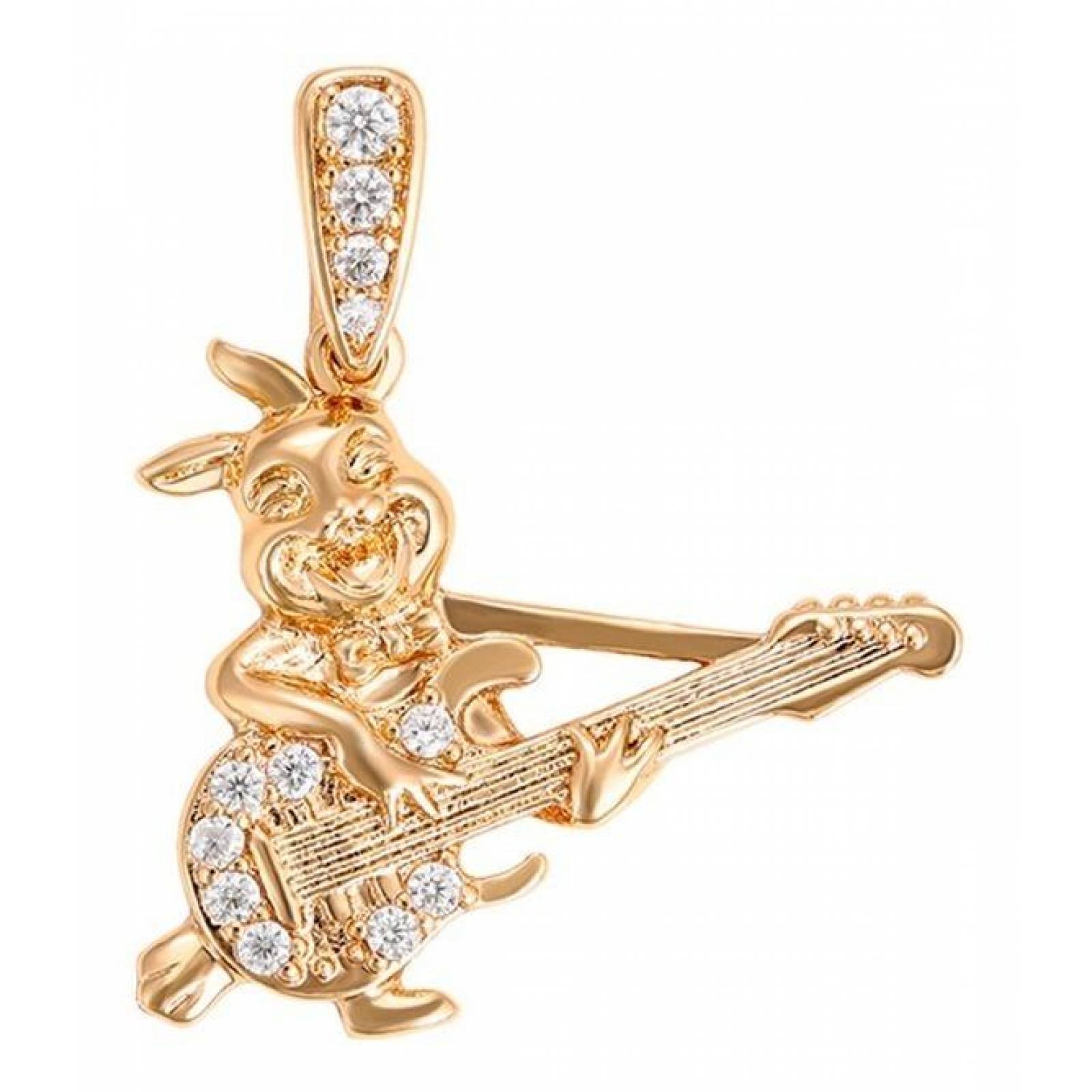 CRISTAL AMOR - Dije Conejo Guitarra Cristales Y Cadena Oro 14k Laminado 