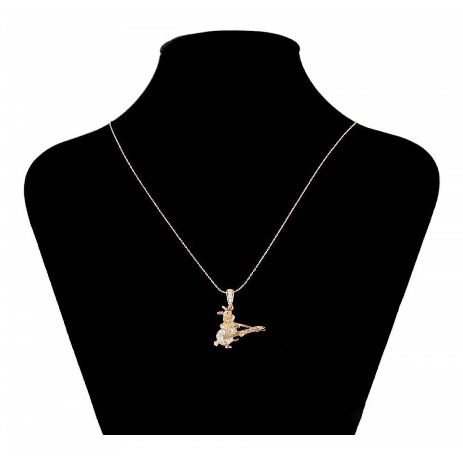CRISTAL AMOR - Dije Conejo Guitarra Cristales Y Cadena Oro 14k Laminado 