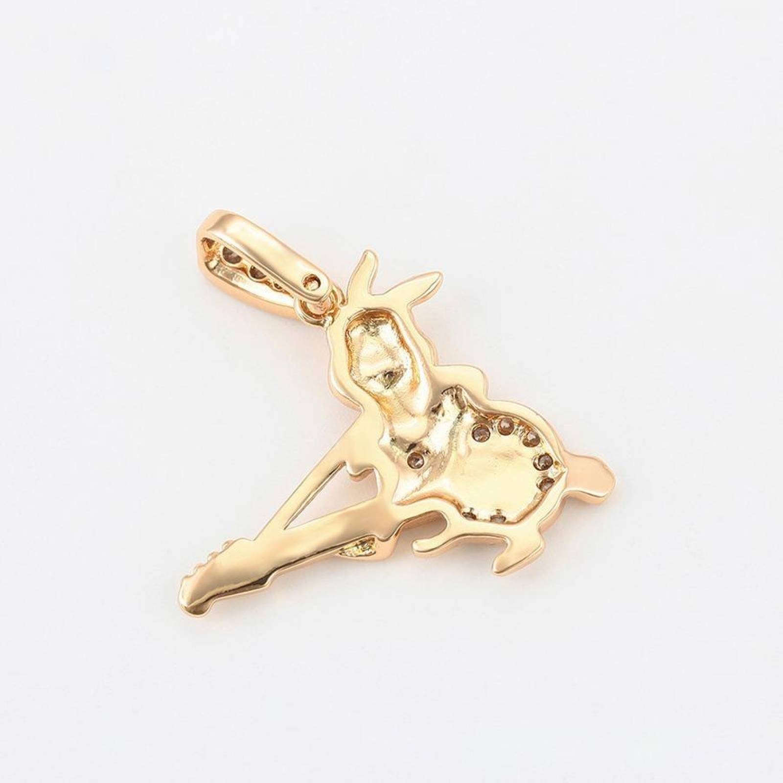 CRISTAL AMOR - Dije Conejo Guitarra Cristales Y Cadena Oro 14k Laminado 