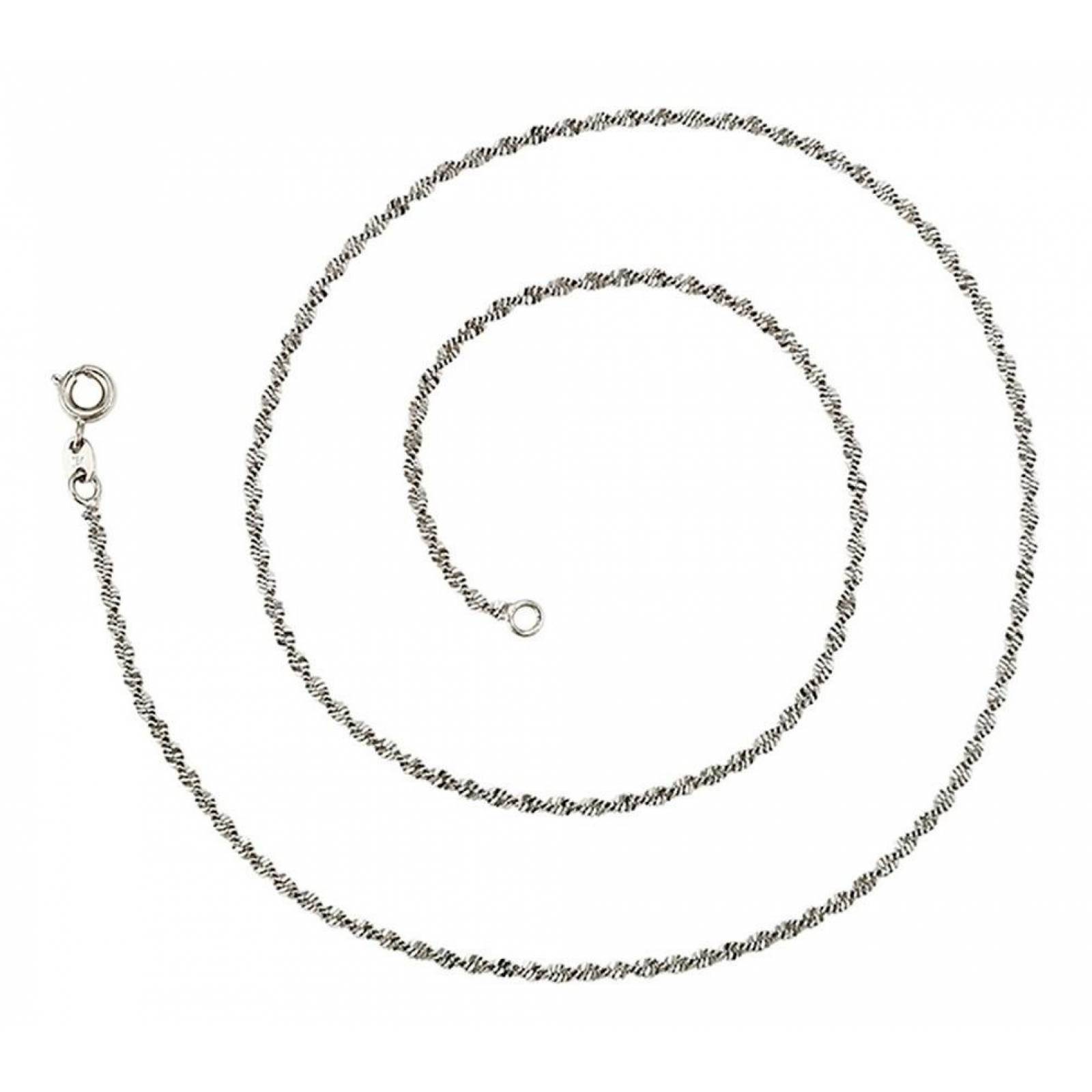 CRISTAL AMOR - Cadena Singapur Dama 45 Cm 2 Mm Oro Blanco 14k Laminado 