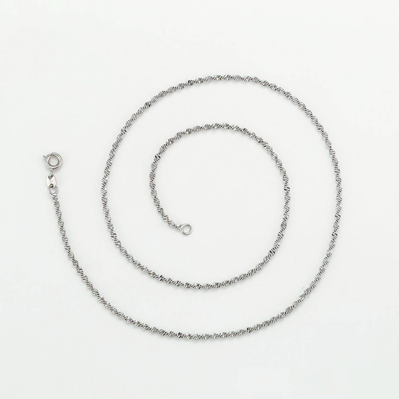 CRISTAL AMOR - Cadena Singapur Dama 45 Cm 2 Mm Oro Blanco 14k Laminado 