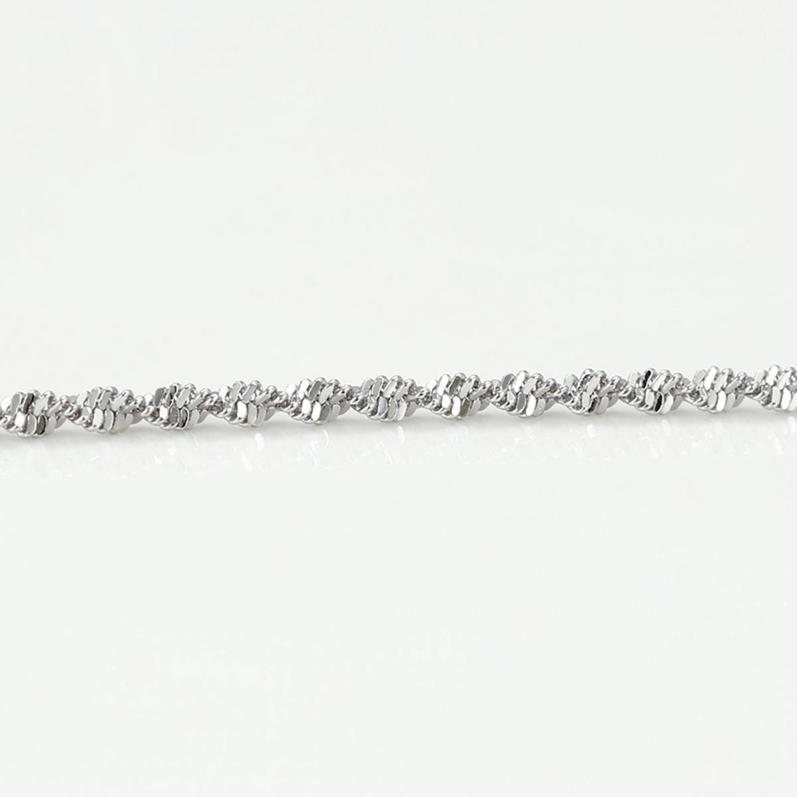 CRISTAL AMOR - Cadena Singapur Dama 45 Cm 2 Mm Oro Blanco 14k Laminado 