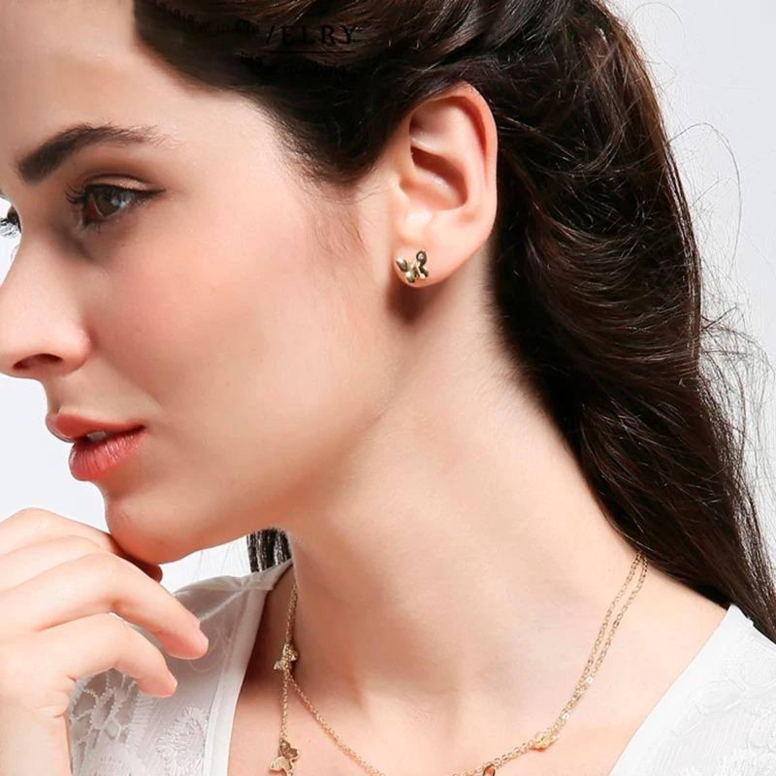 CRISTAL AMOR - Collar Aretes Y Pulsera Mariposa Cristal Oro Laminado 