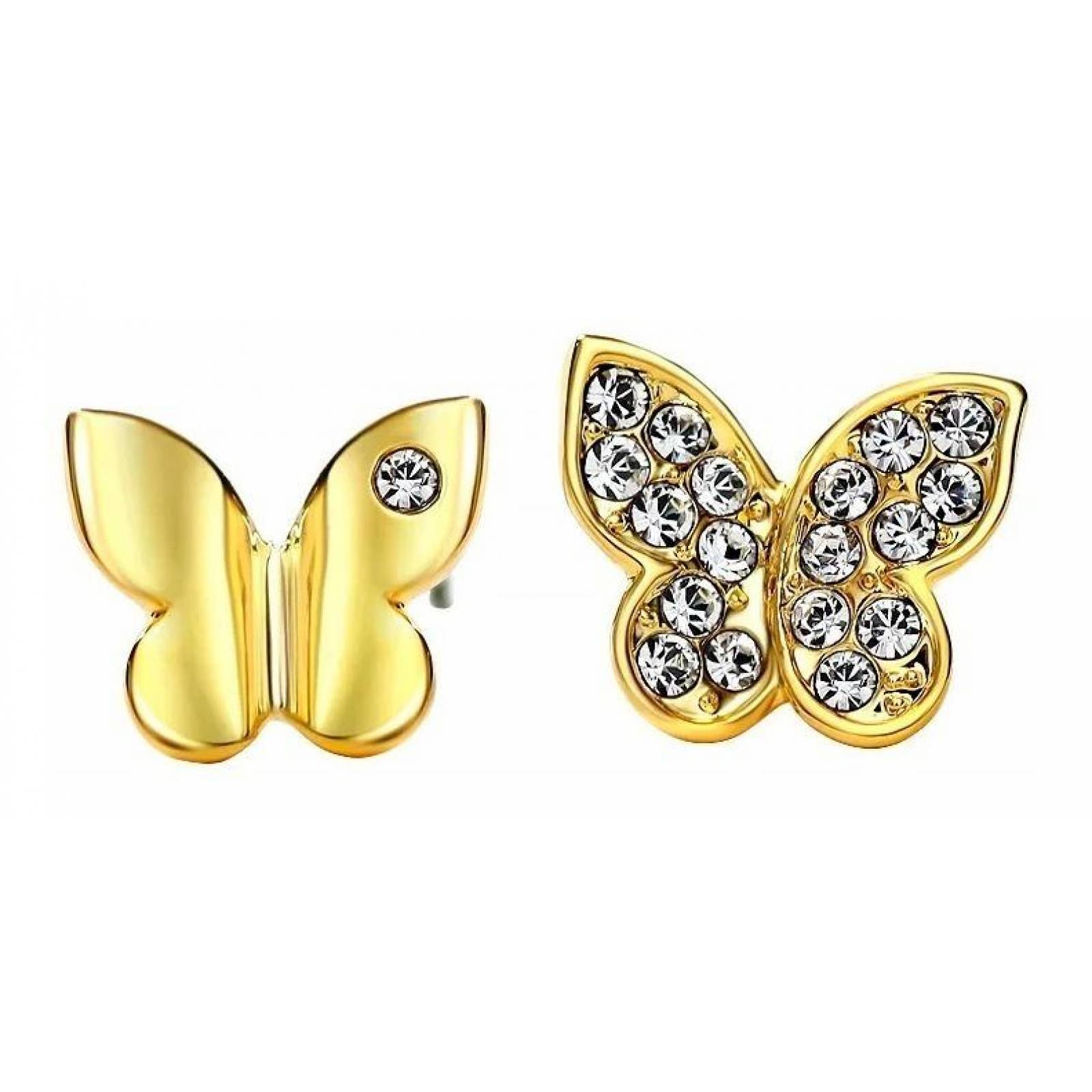 CRISTAL AMOR - Collar Aretes Y Pulsera Mariposa Cristal Oro Laminado 