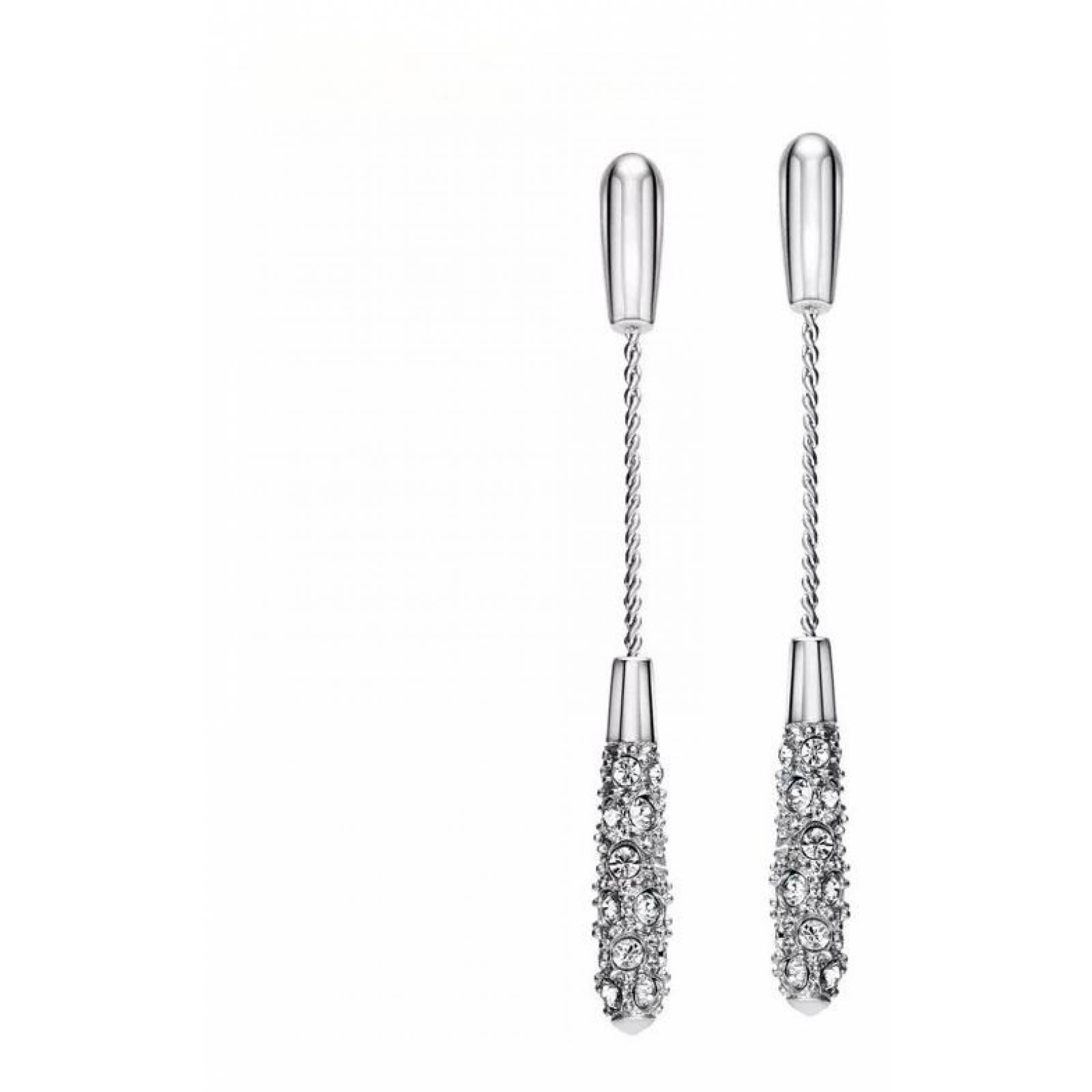 CRISTAL AMOR - Aretes Largos Gota Brillantes Cristal Oro 18k Laminado