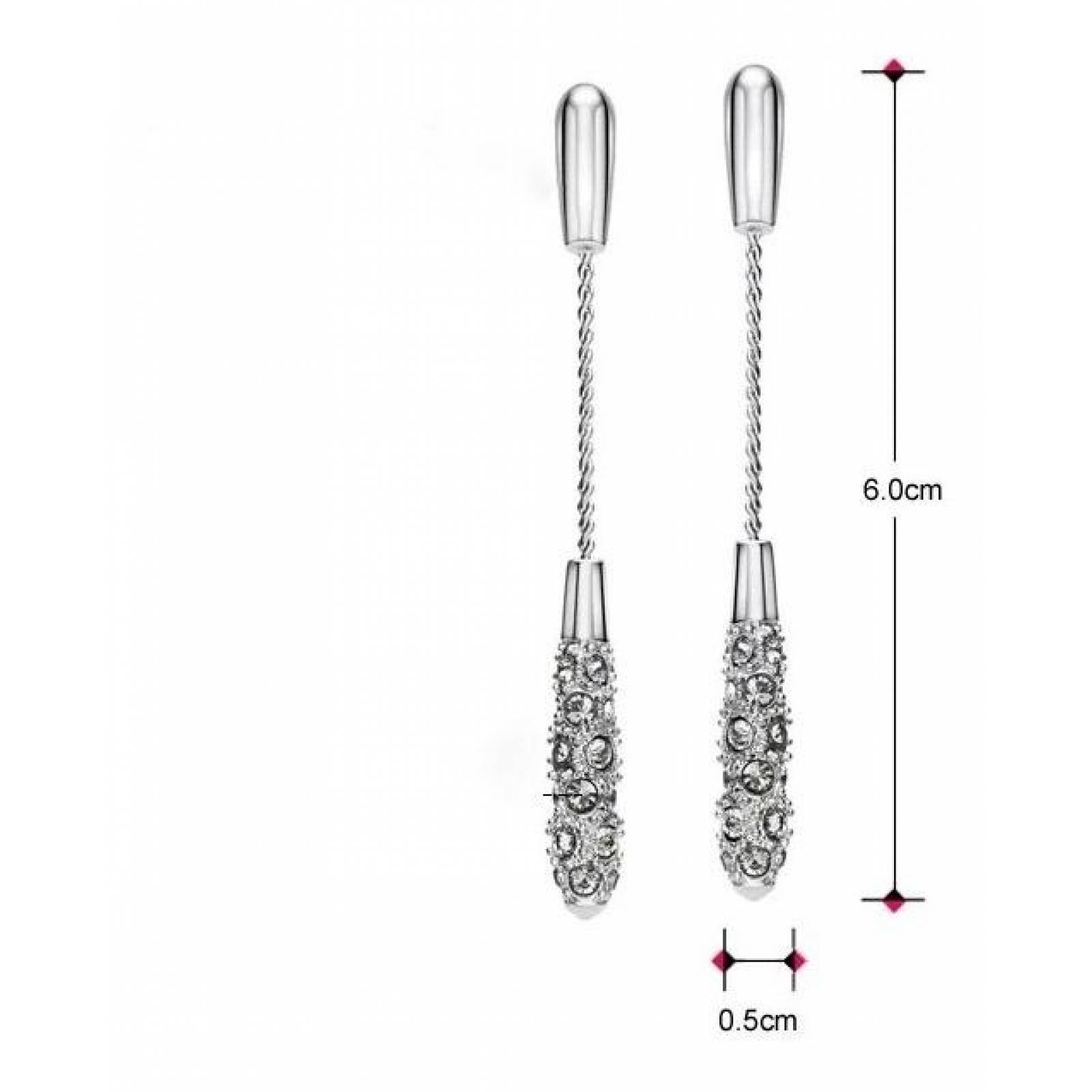 CRISTAL AMOR - Aretes Largos Gota Brillantes Cristal Oro 18k Laminado