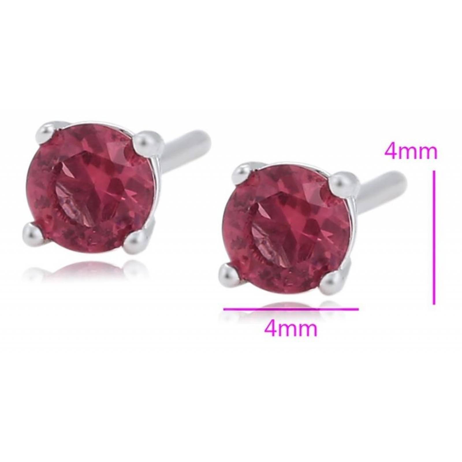 CRISTAL AMOR - Aretes Broquel Rubí Uñas Clásicos Oro 14k Laminado