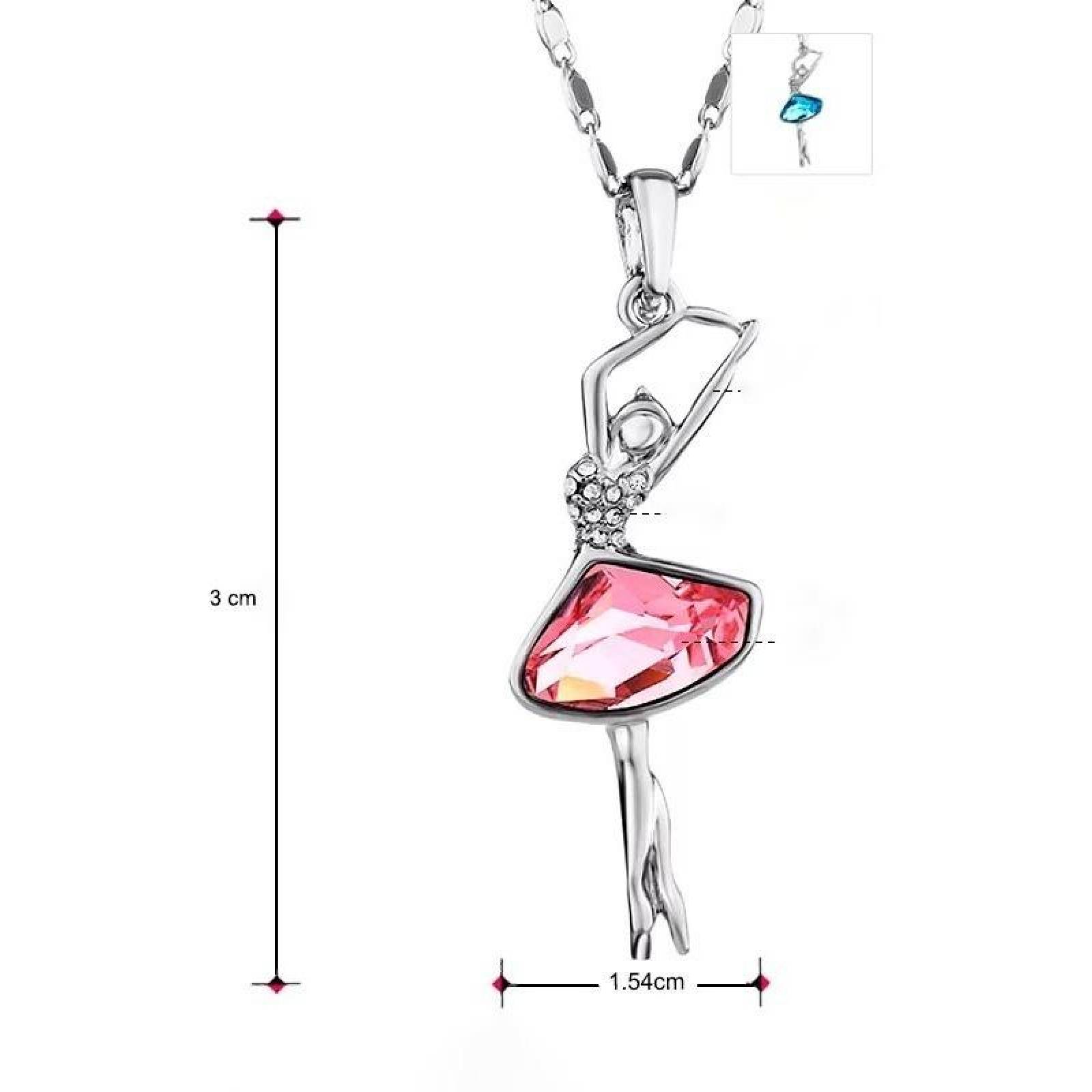CRISTAL AMOR - Collar Bailarina Ballet Cristal Cristal Oro 18k Laminado Rosa