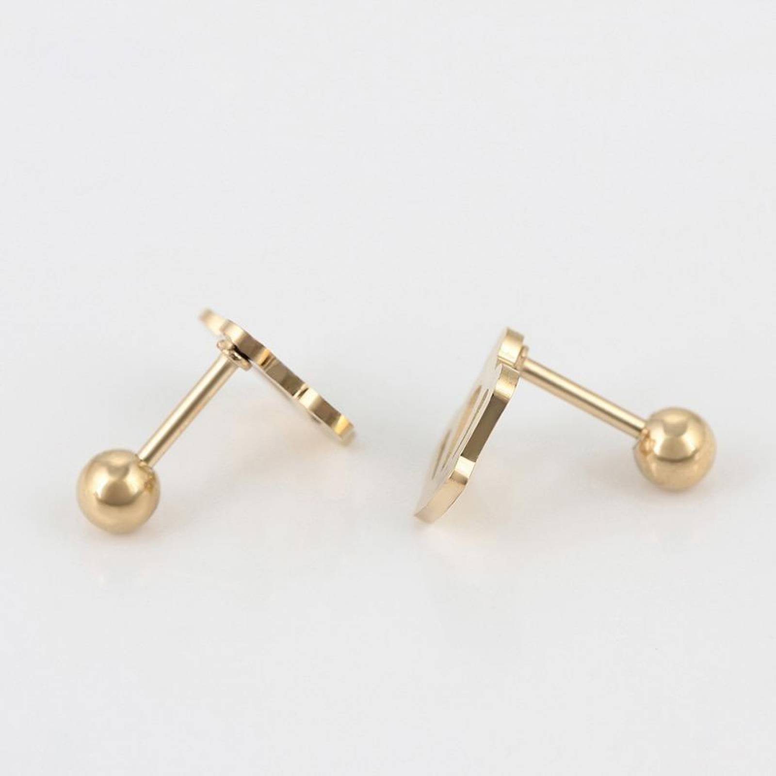 CRISTAL AMOR - Broqueles Corona Princess Queen Oro 14k Laminado Bolita Dorado