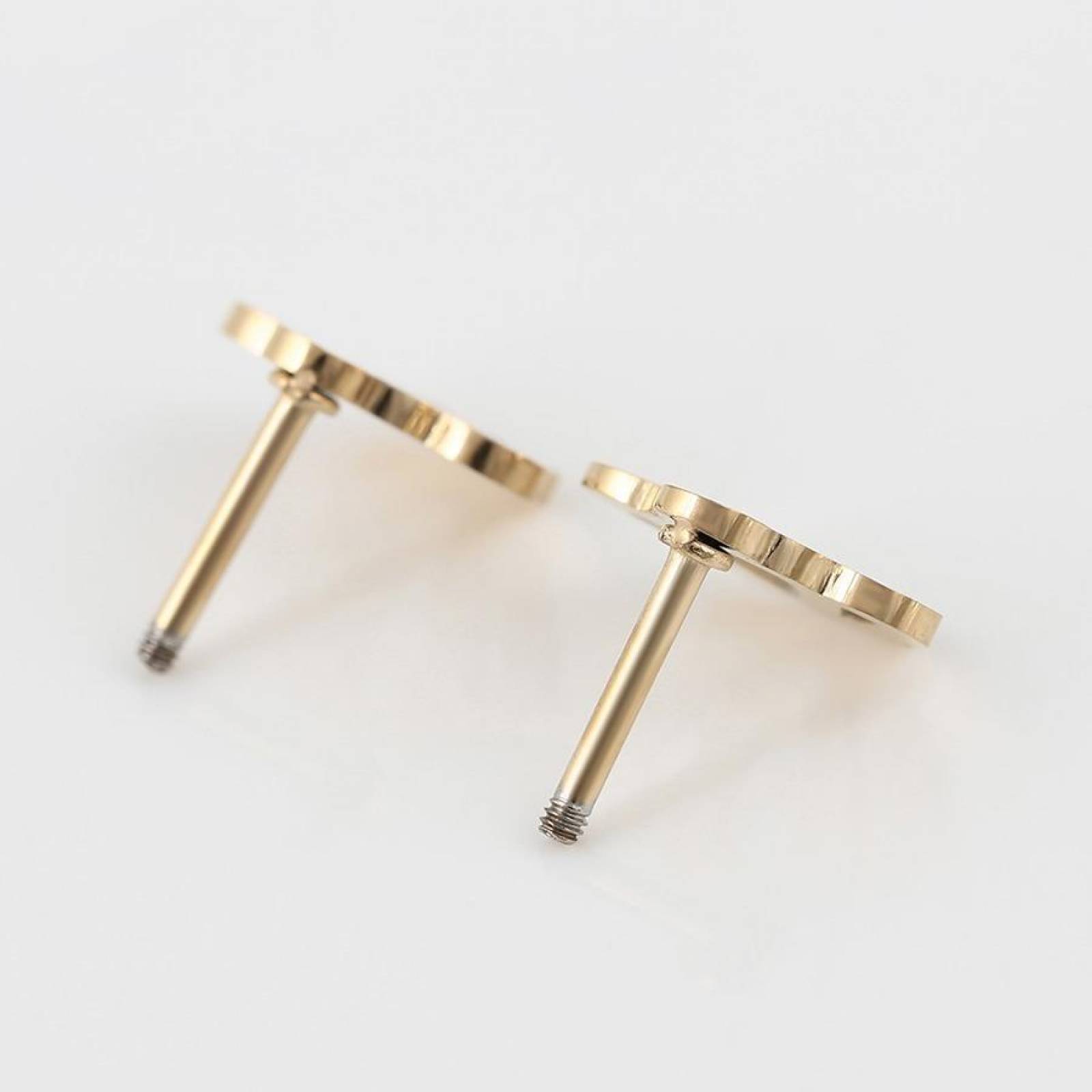 CRISTAL AMOR - Broqueles Corona Princess Queen Oro 14k Laminado Bolita Dorado