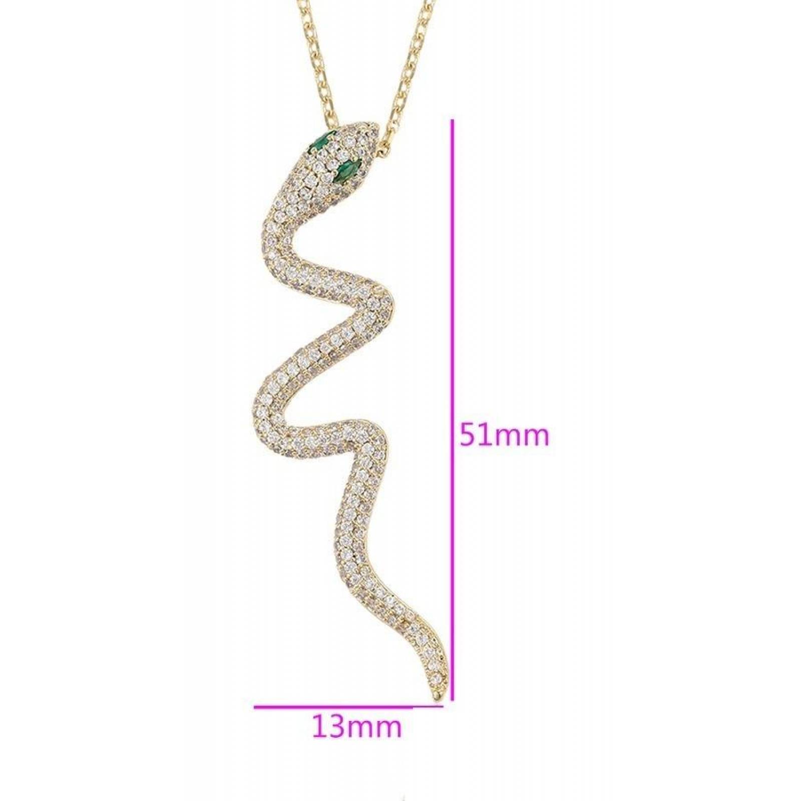 CRISTAL AMOR - Collar Serpiente Esmeraldas Y Cristal Oro 14k Laminado Dorado