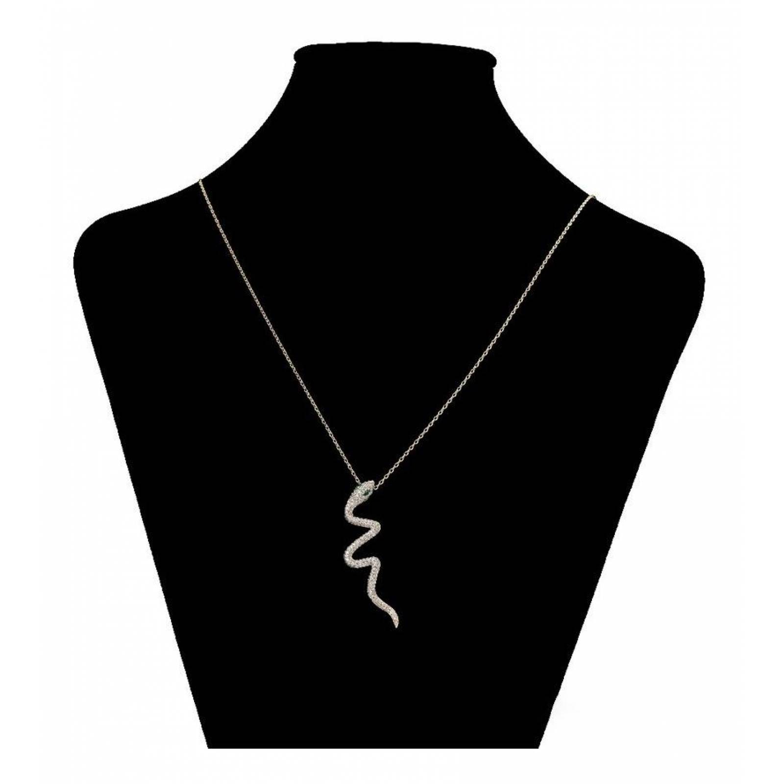 CRISTAL AMOR - Collar Serpiente Esmeraldas Y Cristal Oro 14k Laminado Dorado